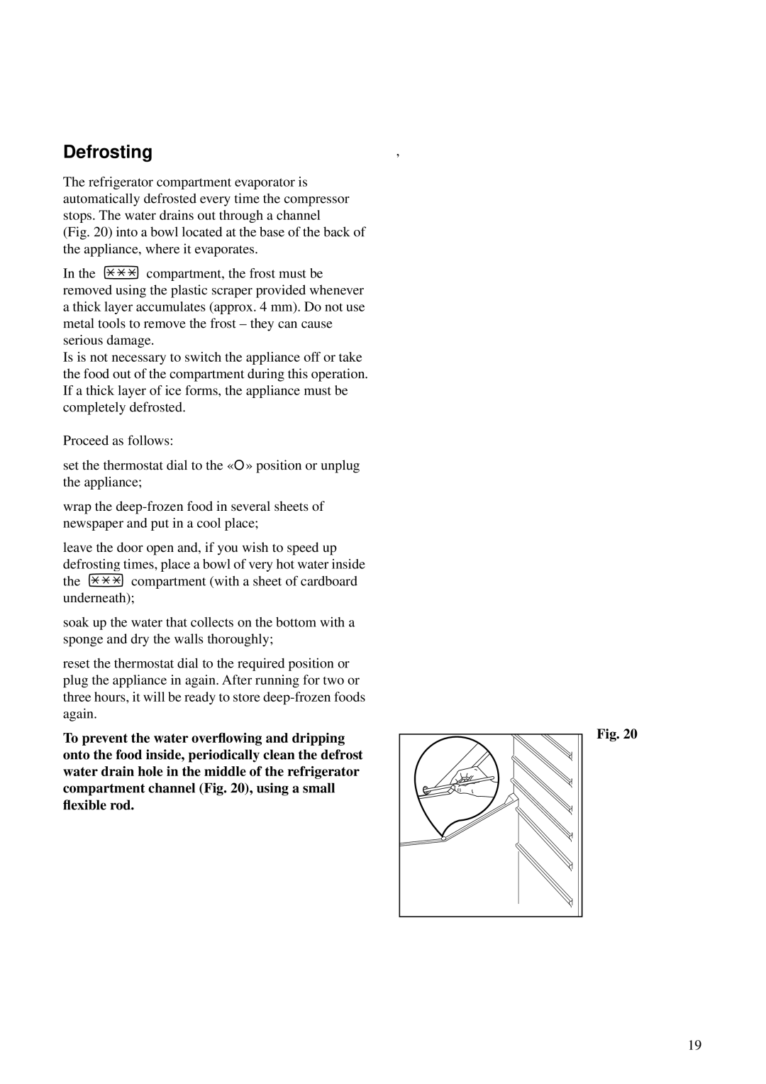Zanussi ZKC 49/3 manual Defrosting 