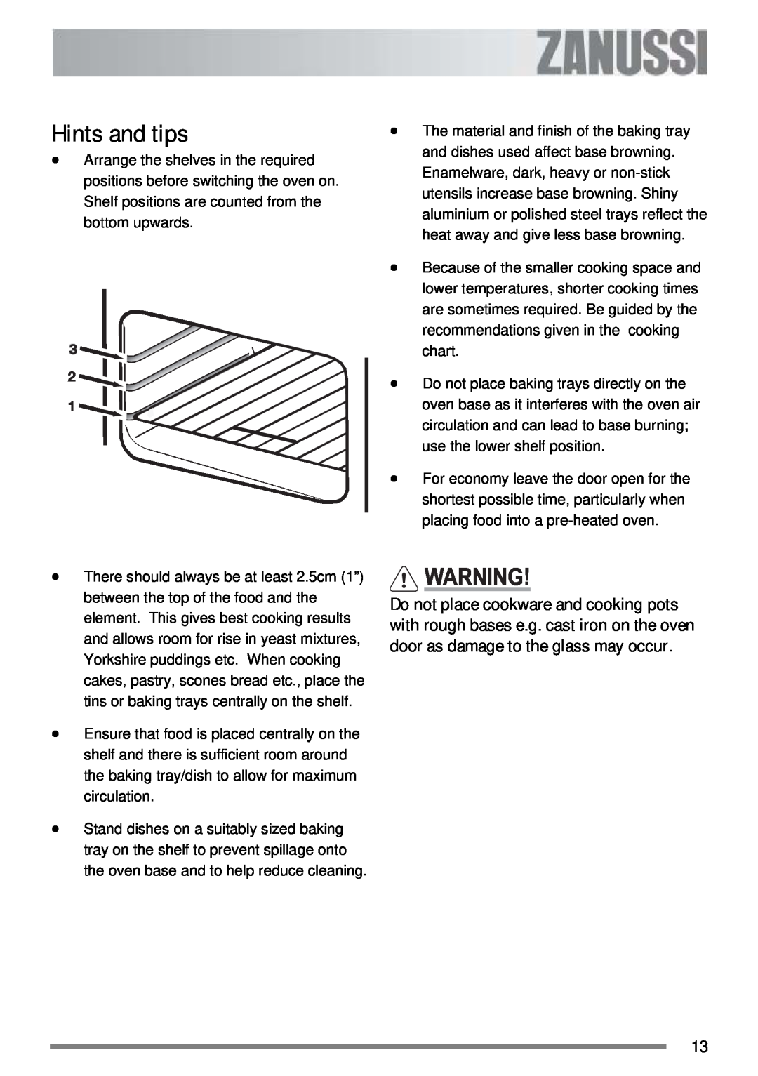 Zanussi ZKC 6000W user manual Hints and tips 