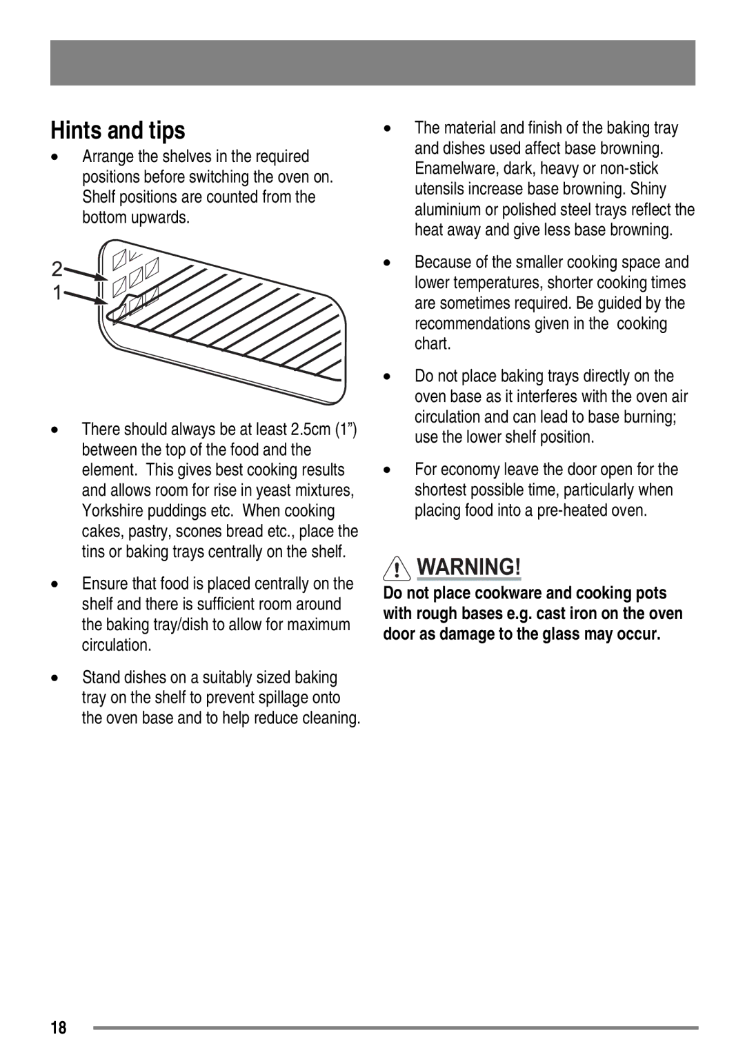 Zanussi ZKC5030 user manual Hints and tips 