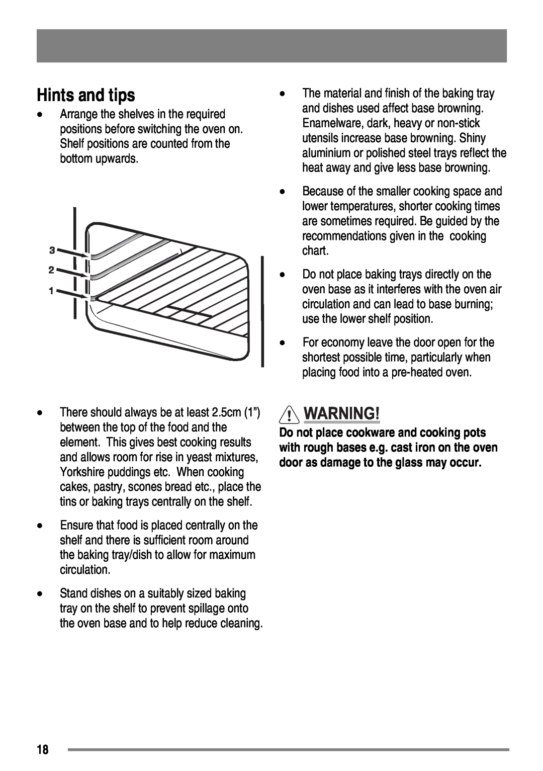 Zanussi ZKC5540 user manual Hints and tips 
