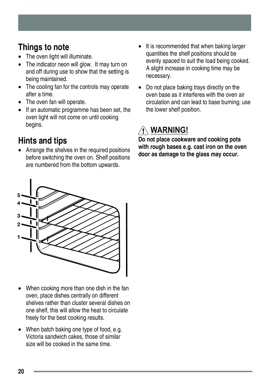 Zanussi ZKC5540 user manual Things to note, Hints and tips 