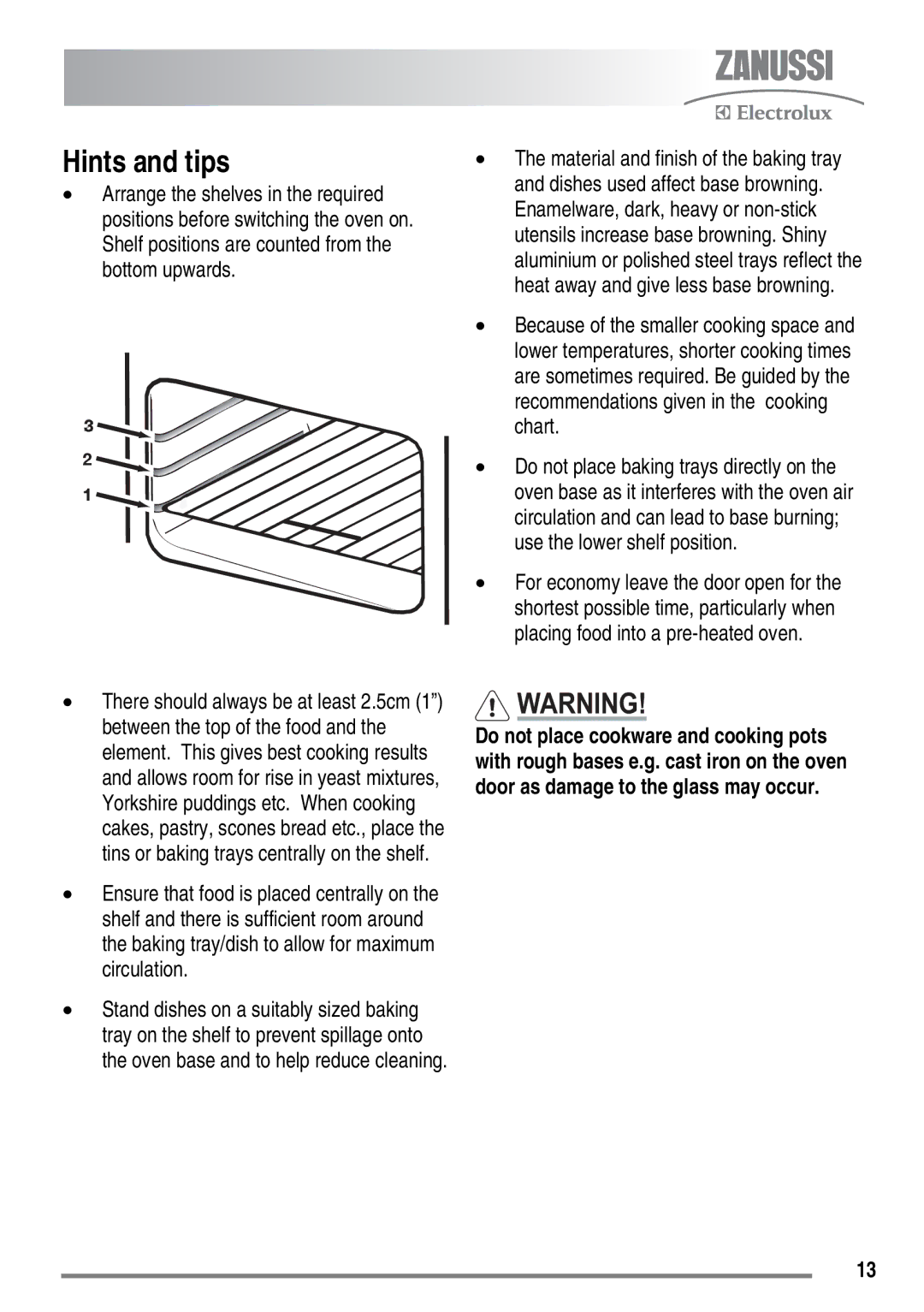 Zanussi ZKC6010 user manual Hints and tips 