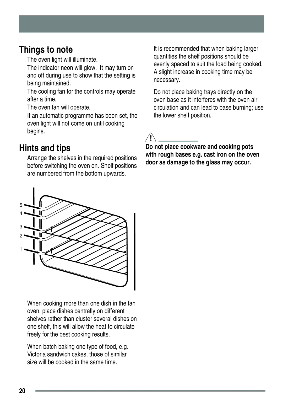 Zanussi ZKC6020 user manual Things to note 