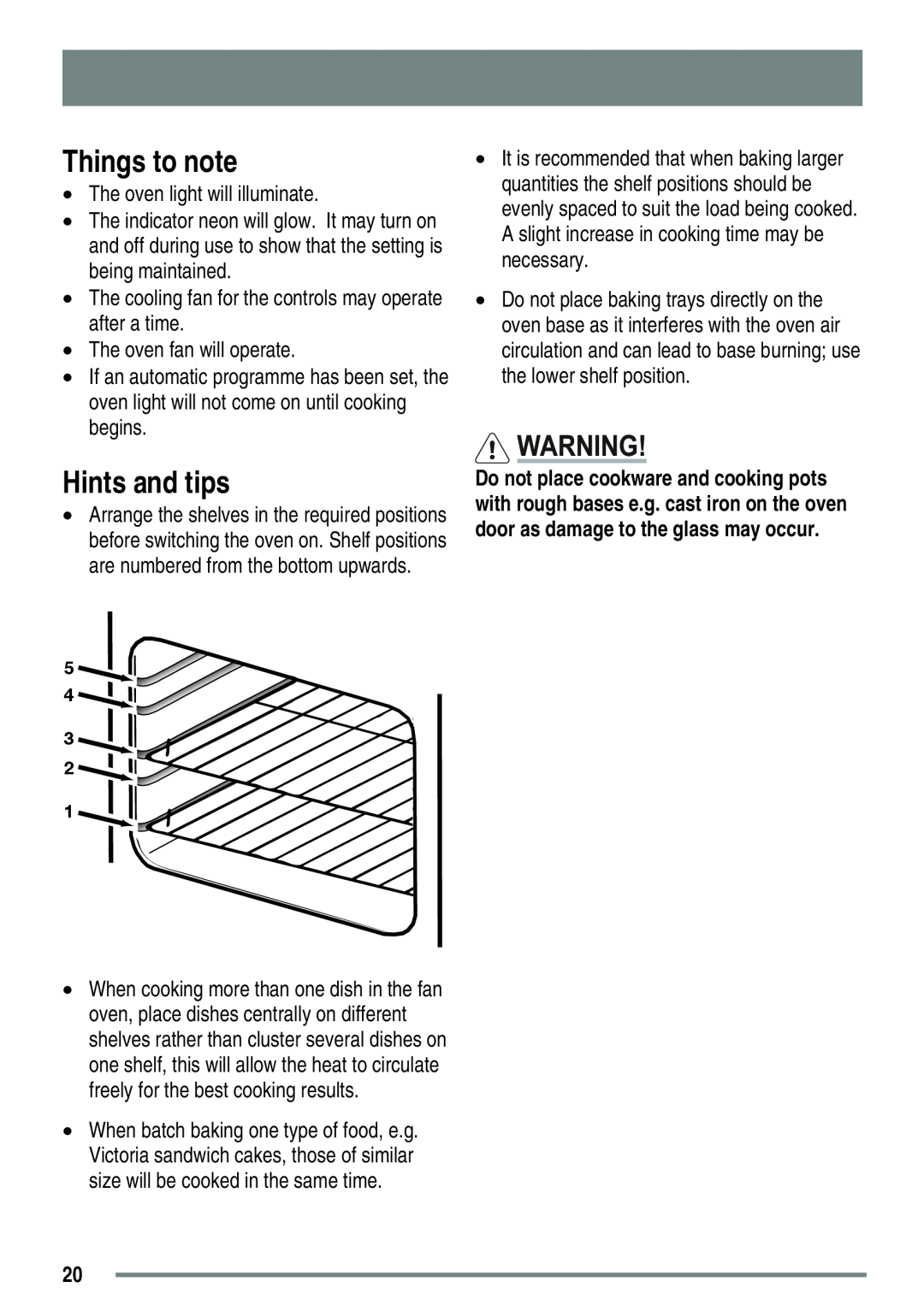 Zanussi ZKC6020 user manual Things to note, Hints and tips 