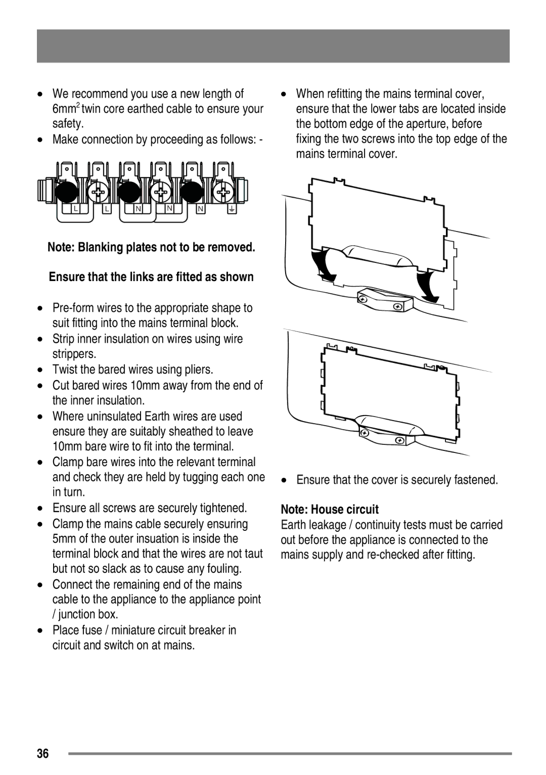 Zanussi ZKC6040 user manual Ensure that the cover is securely fastened, Ensure all screws are securely tightened 