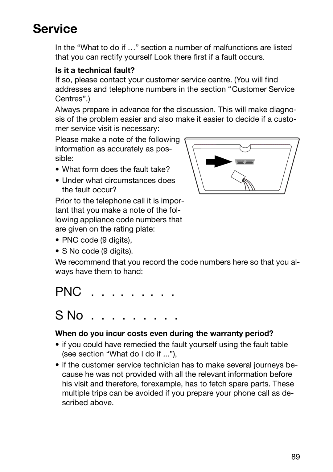 Zanussi ZKF 661 LN, ZKF 661 LX manual Is it a technical fault?, When do you incur costs even during the warranty period? 