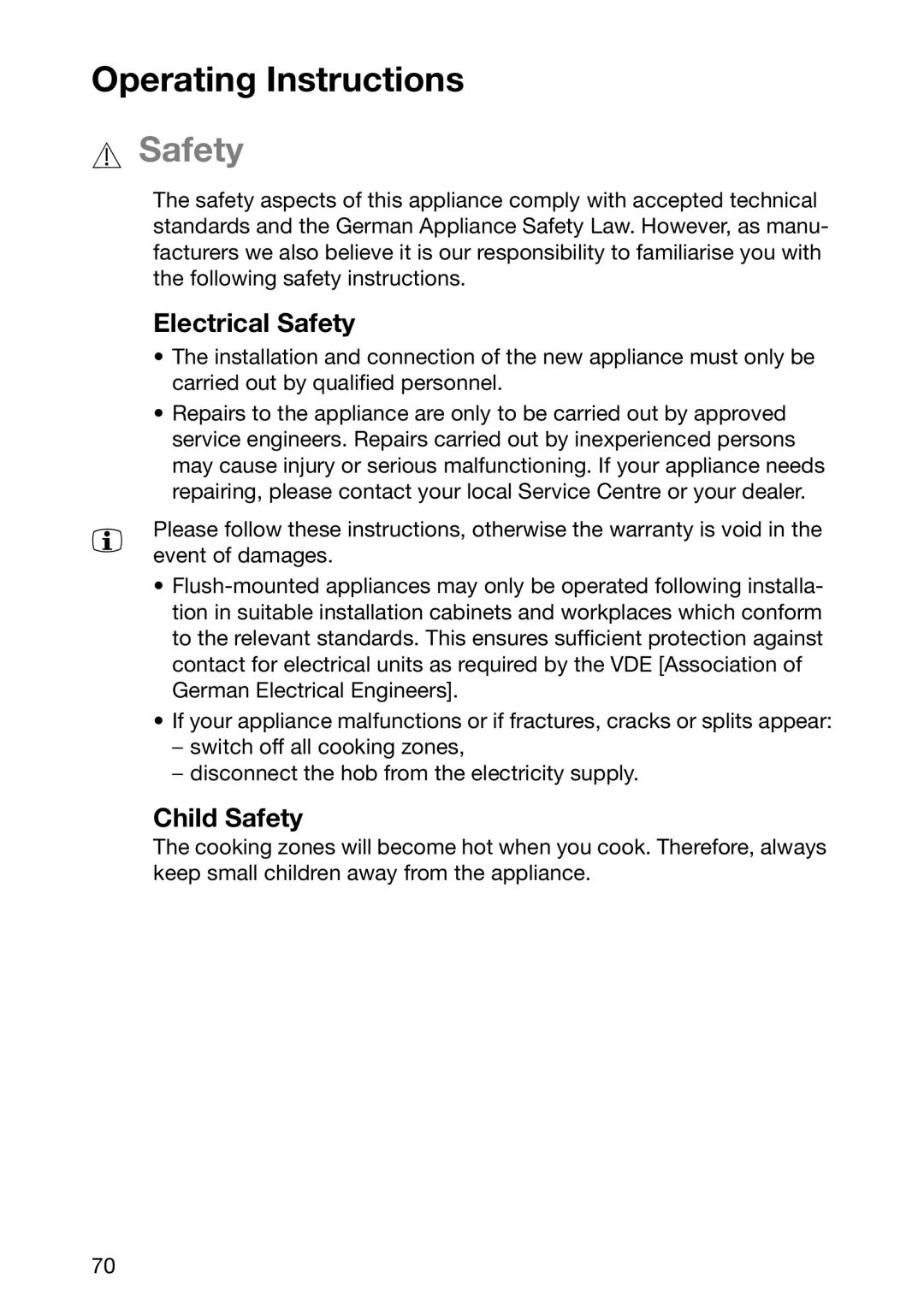 Zanussi ZKF 661 LX, ZKF 661 LN manual Electrical Safety, Child Safety 