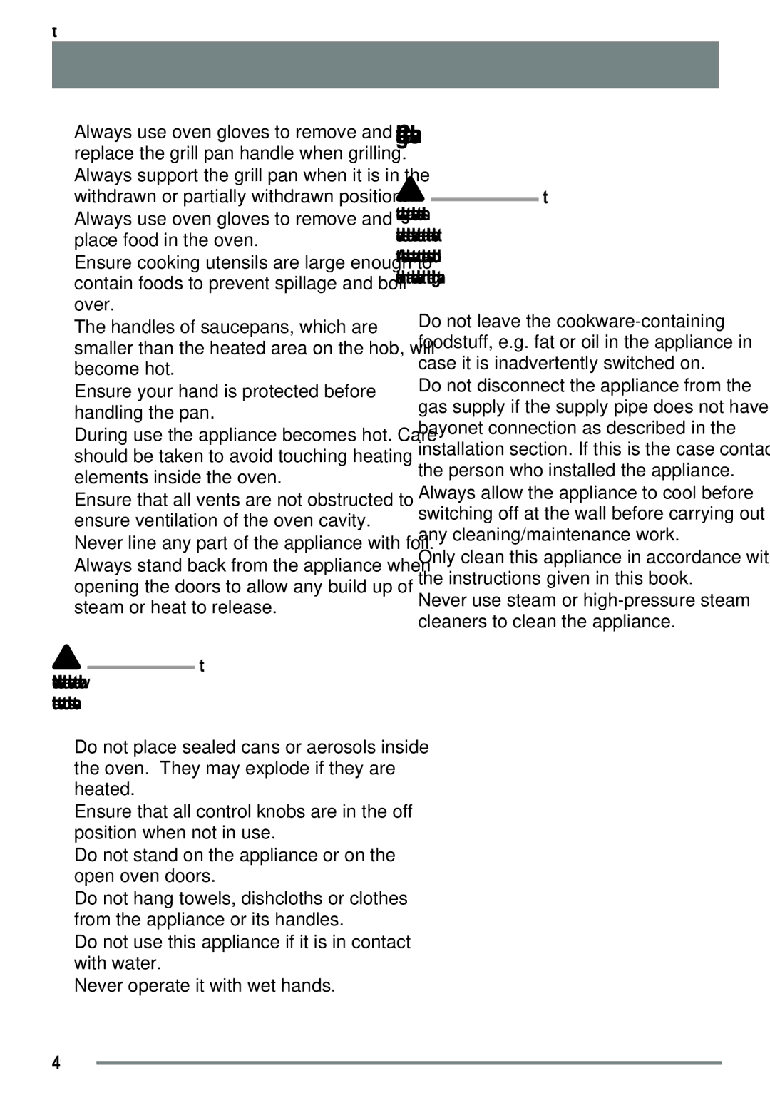 Zanussi ZKG5020 manual Cleaning and maintenance 