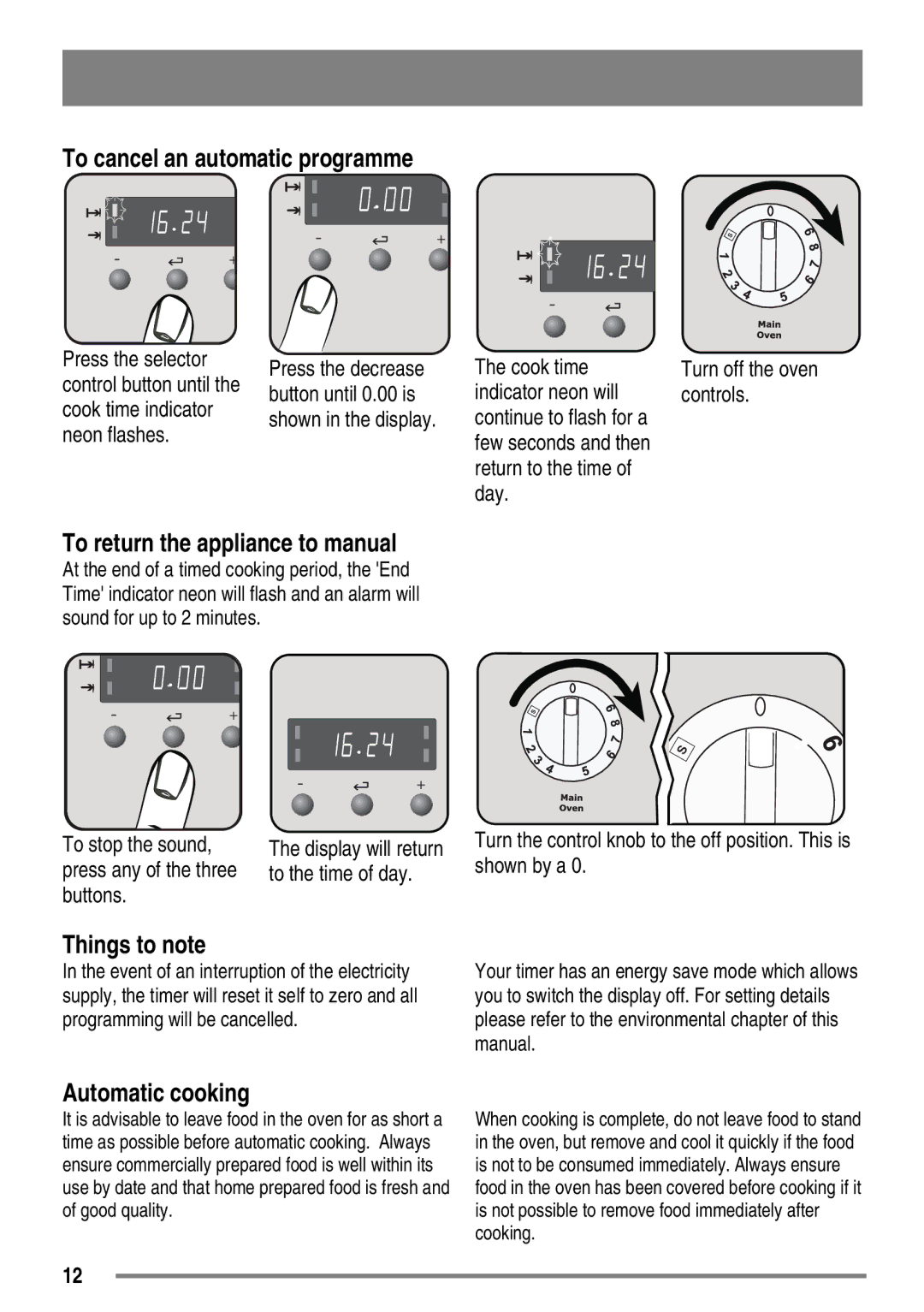 Zanussi ZKG5540 user manual Cook time indicator, To stop the sound, To the time of day, Buttons 