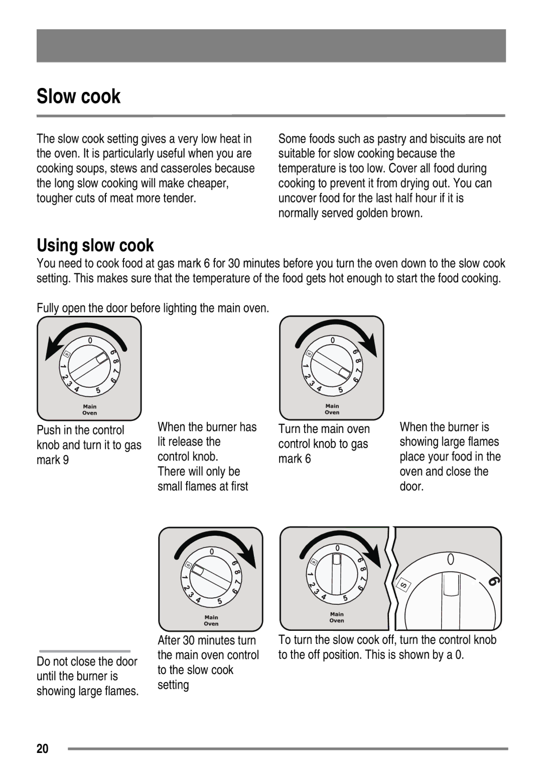 Zanussi ZKG6010 user manual Slow cook, Using slow cook 