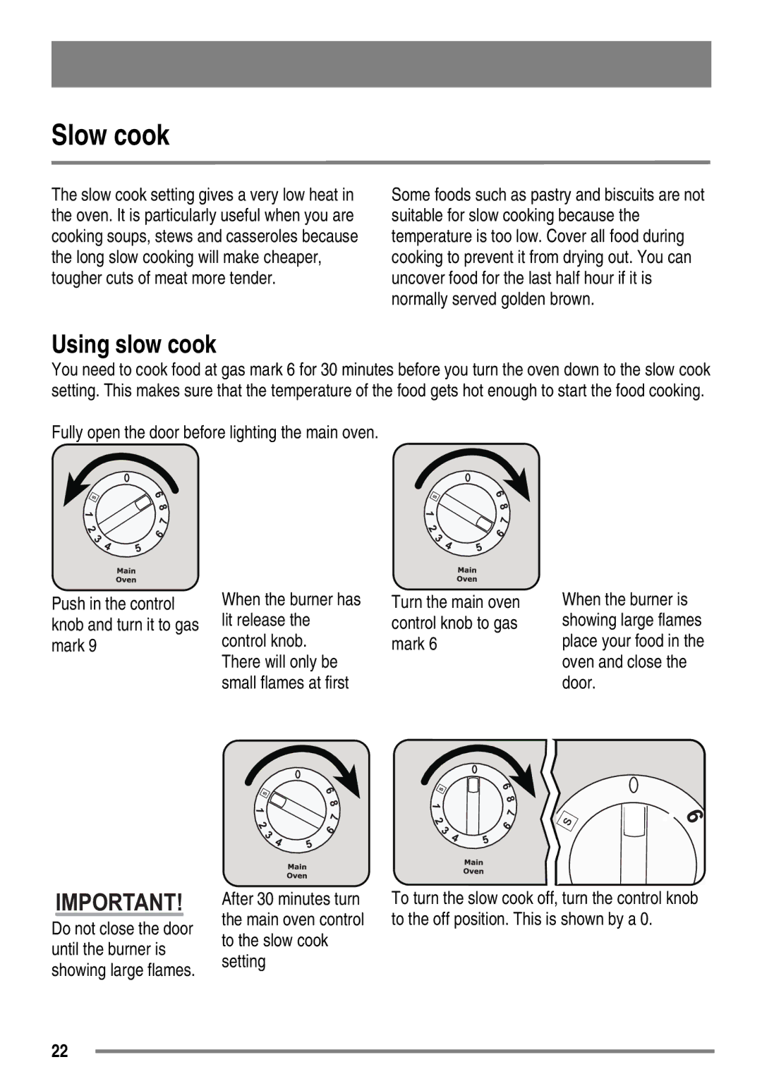 Zanussi ZKG6020 user manual Slow cook, Using slow cook 