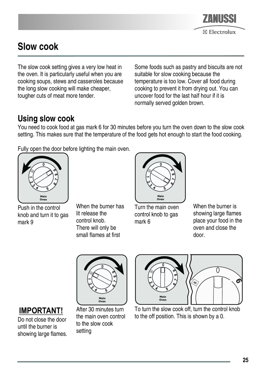 Zanussi ZKG6040ZKG6040WFN user manual Slow cook, Using slow cook 