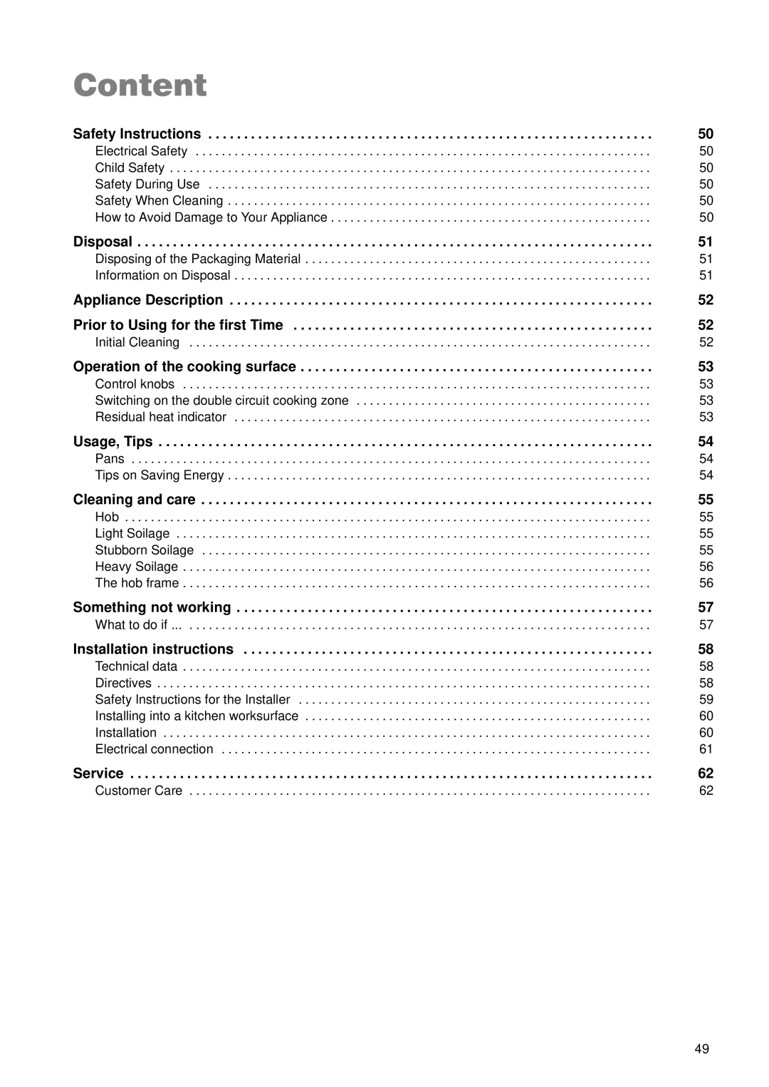 Zanussi ZKL 850 LX manual Content, Safety Instructions 