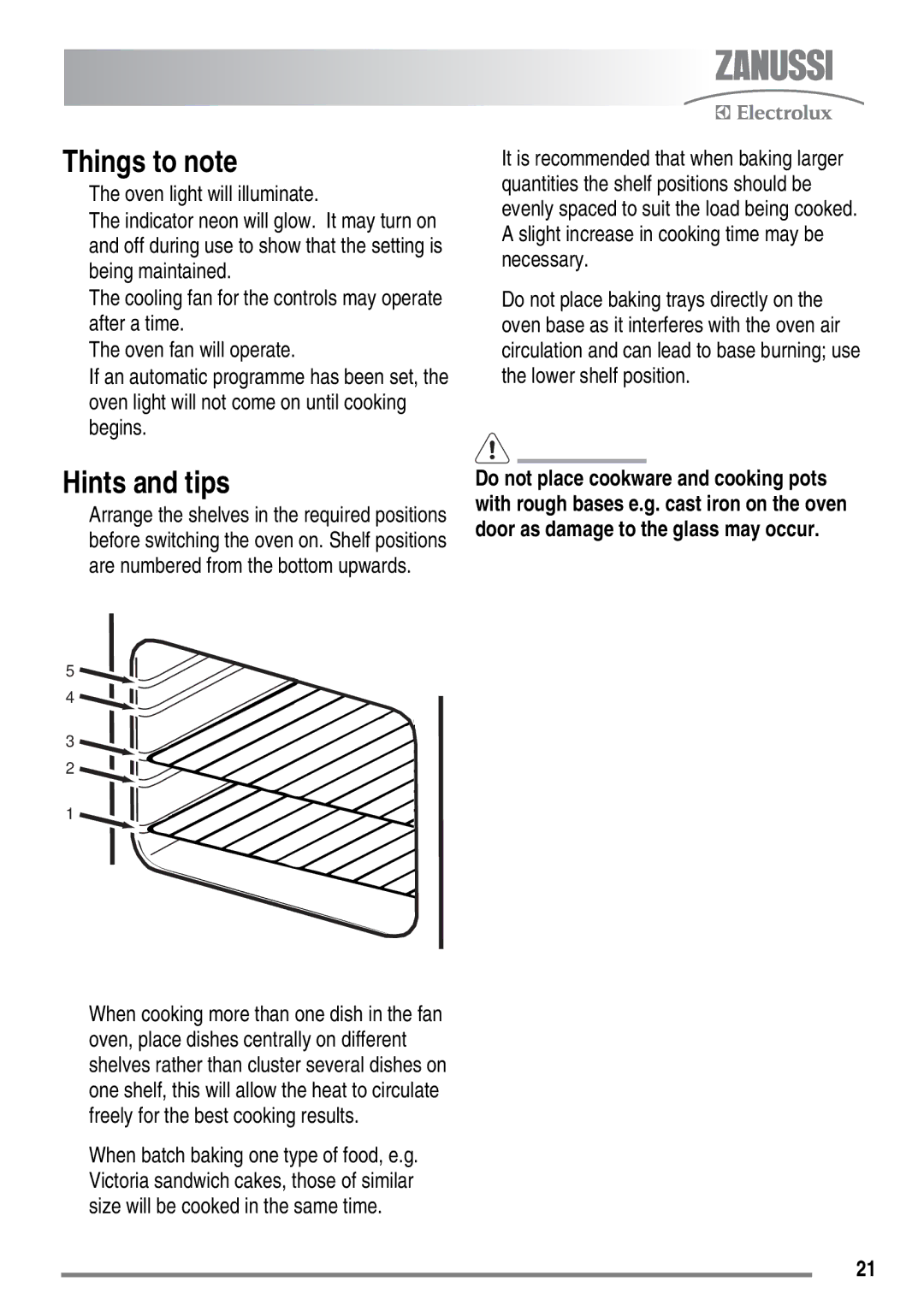 Zanussi ZKM6040 user manual Things to note 