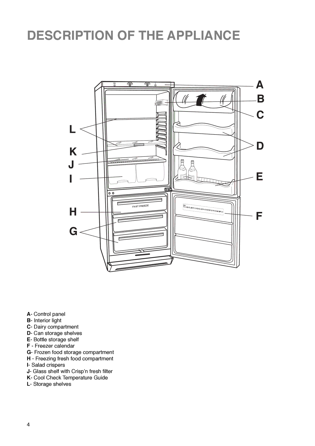 Zanussi ZKR 60/30 R manual Description of the Appliance 