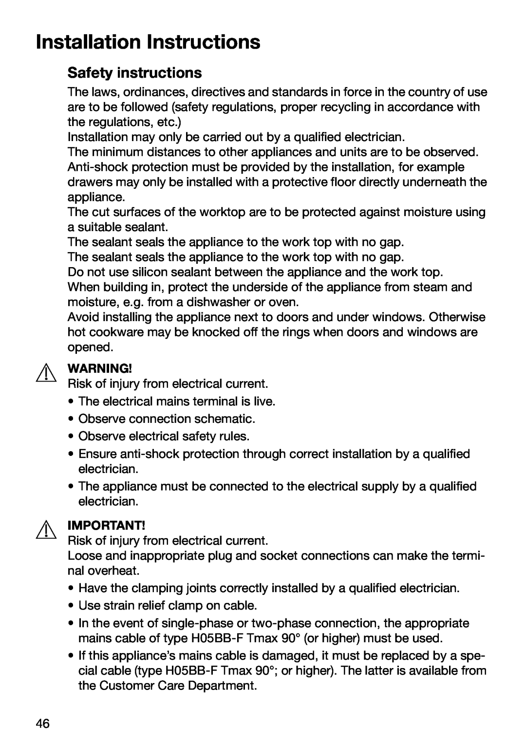 Zanussi ZKT 652 DX operating instructions Installation Instructions, Safety instructions 