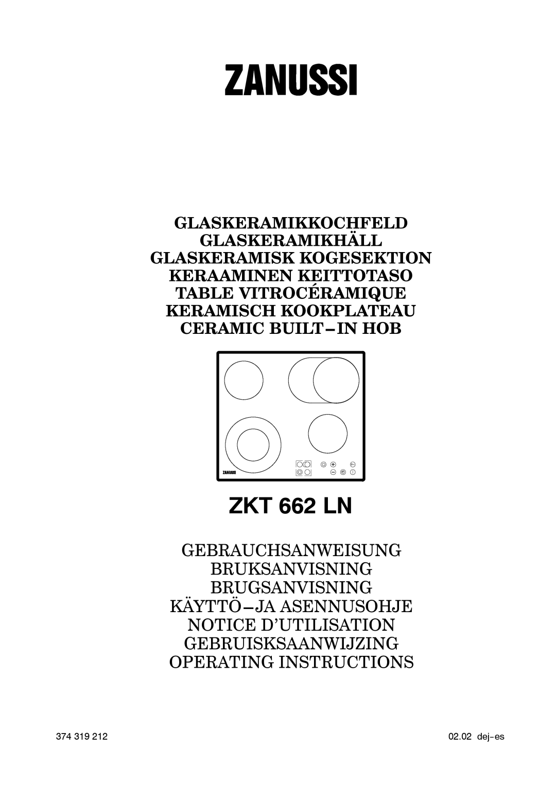 Zanussi ZKT 662 LN operating instructions 