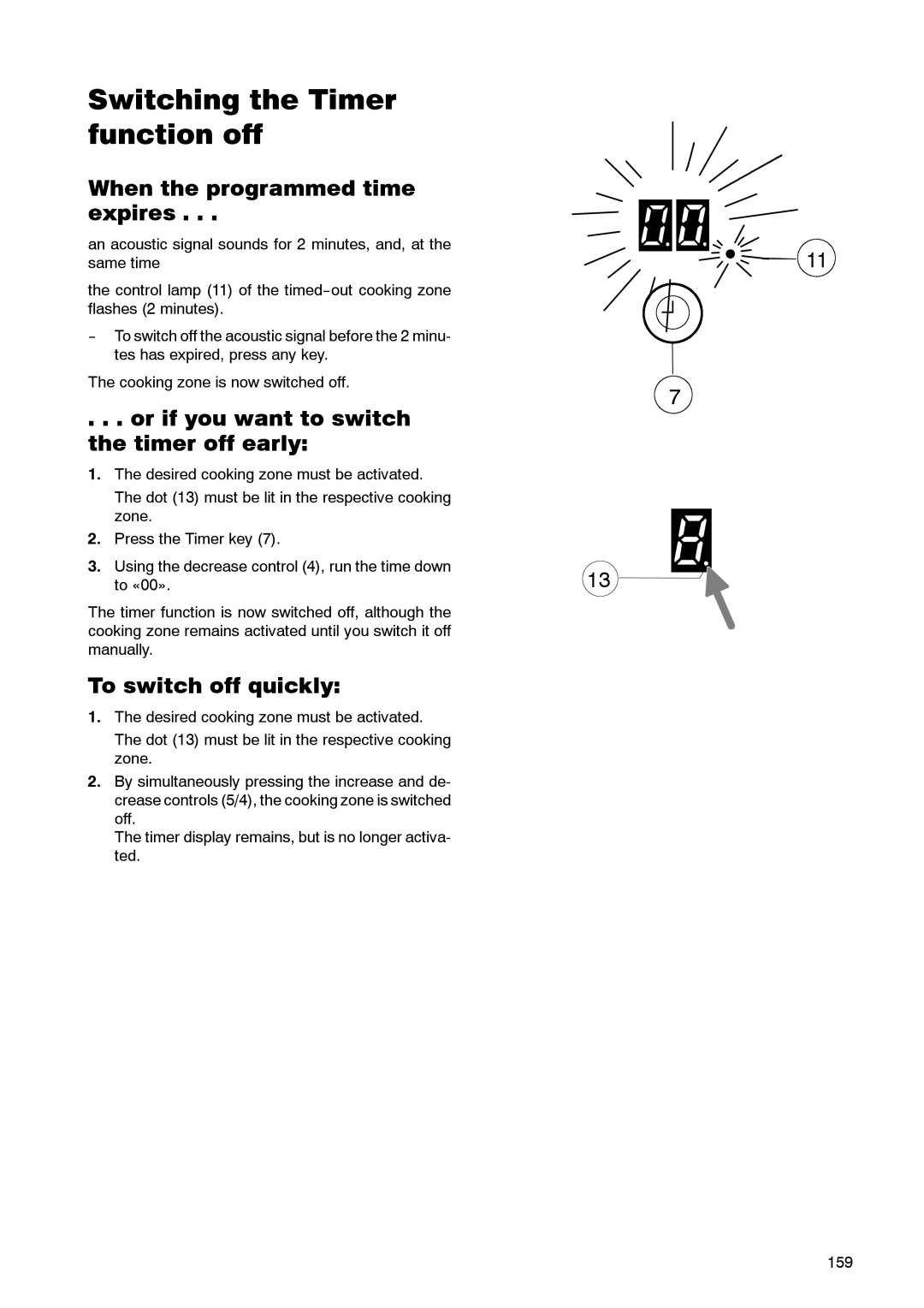 Zanussi ZKT 662 LN operating instructions Switching the Timer function off, When the programmed time expires 