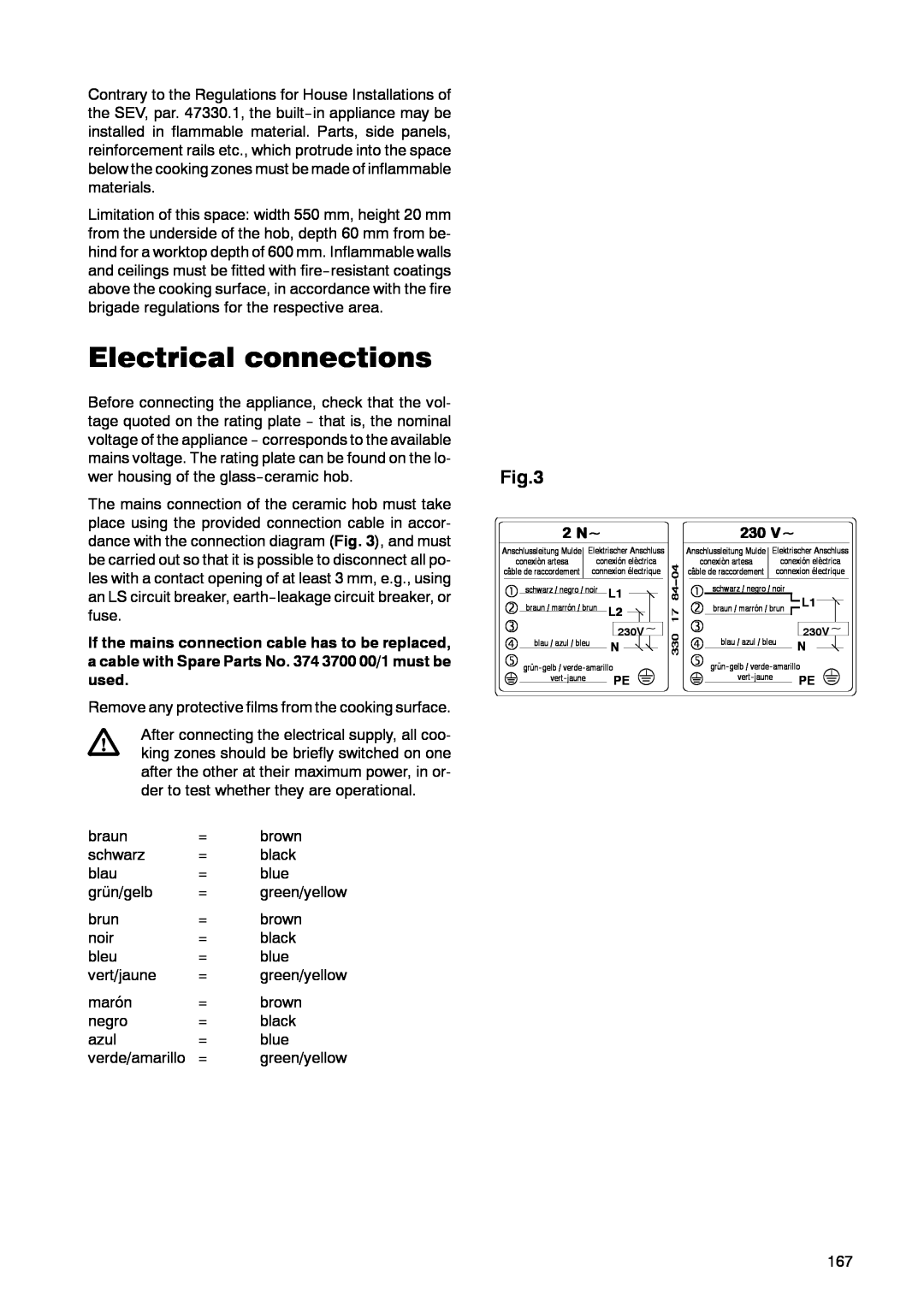 Zanussi ZKT 662 LN operating instructions Electrical connections 