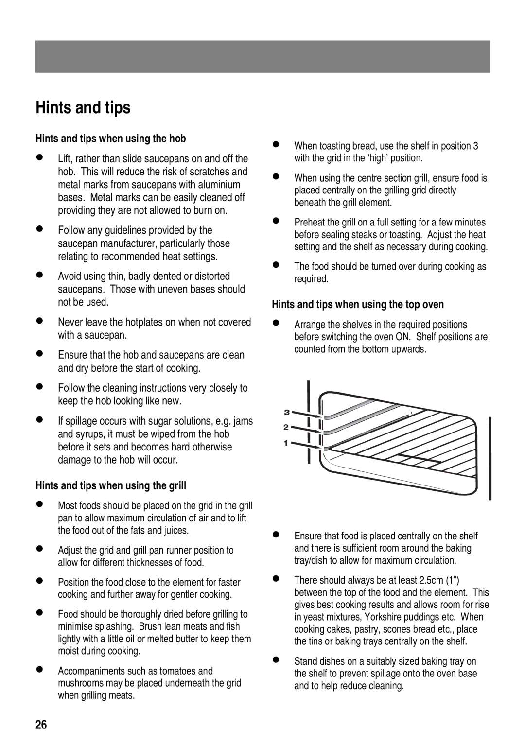 Zanussi ZKT6050 user manual Hints and tips when using the hob 