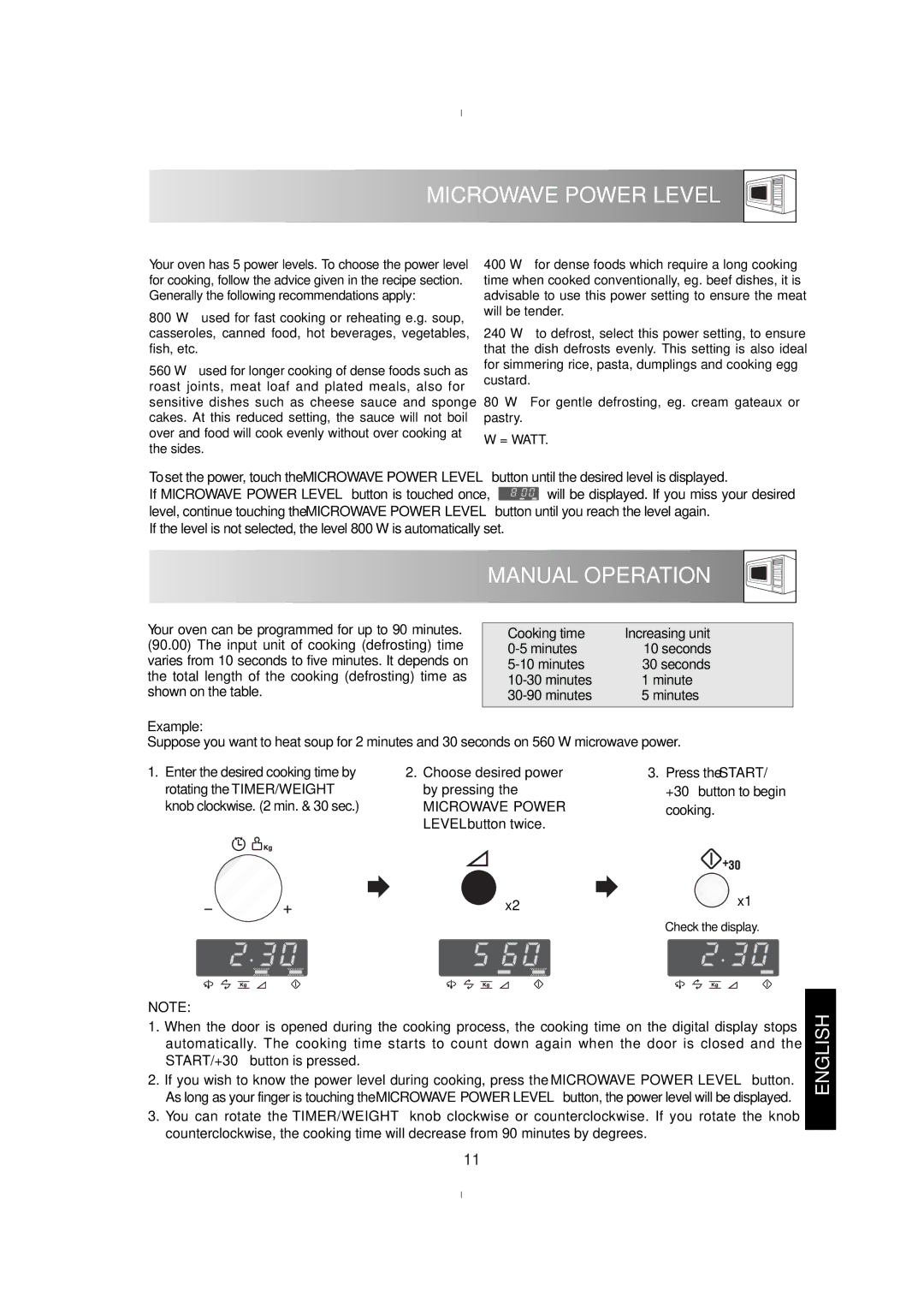 Zanussi ZM176ST, ZM175ST manual Manual Operation, Microwave Power 