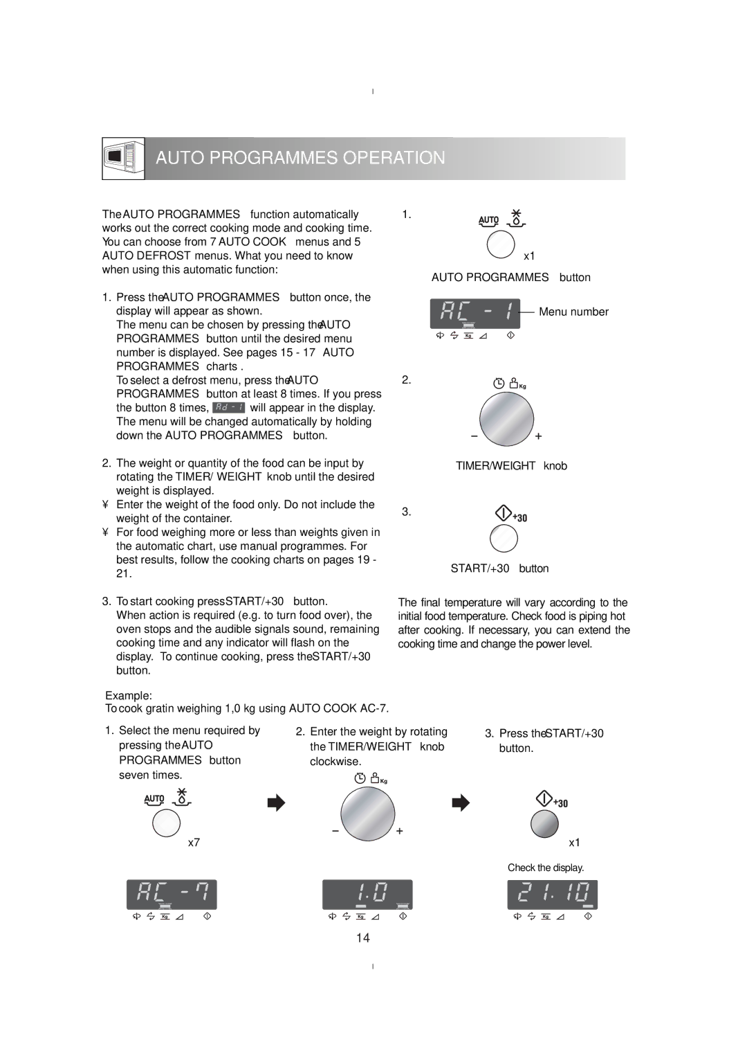 Zanussi ZM175ST, ZM176ST manual Auto Programmes Operation, Programmes charts, TIMER/WEIGHT knob START/+30 button 