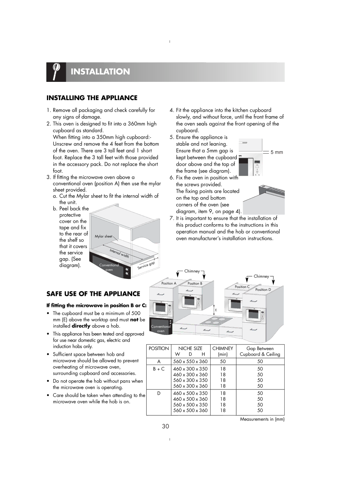 Zanussi ZM175ST, ZM176ST manual Installation, Installing the Appliance 