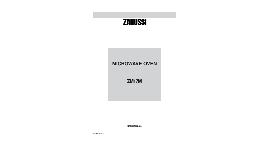 Zanussi ZM17M user manual Microwave Oven 