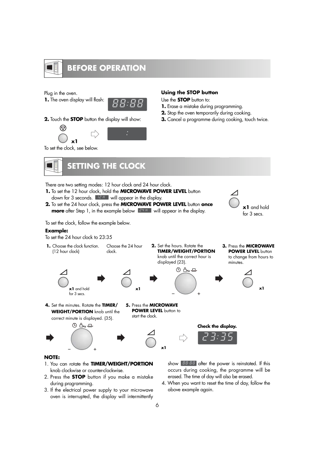 Zanussi ZM266ST manual Before Operation, Using the Stop button, Example 