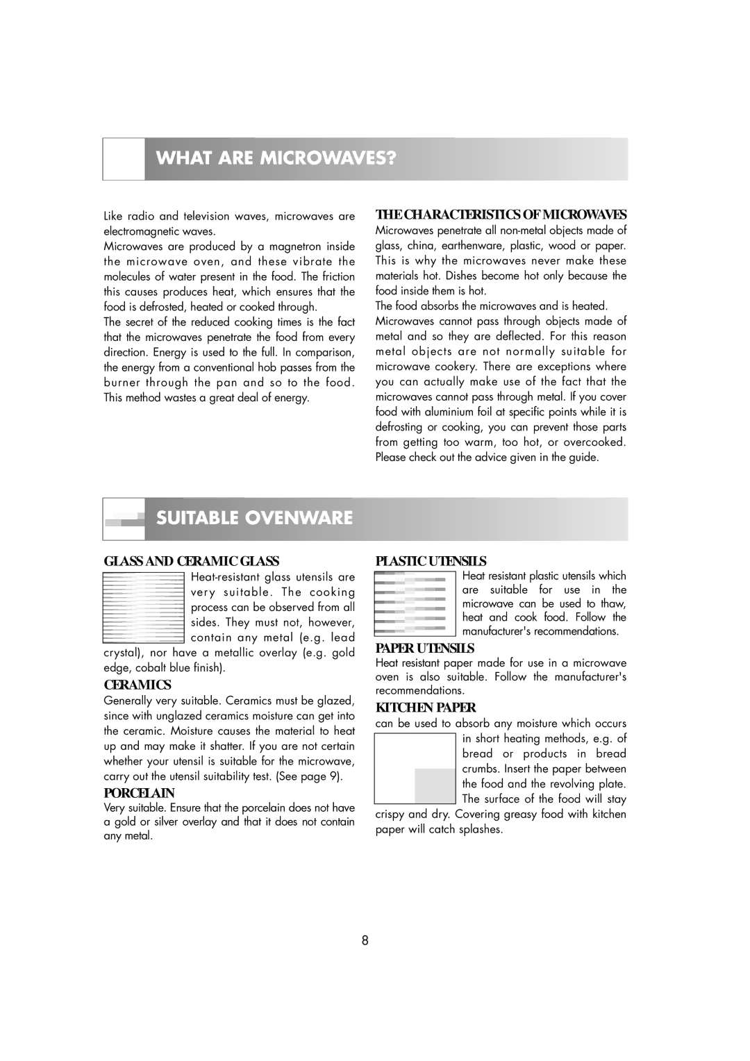 Zanussi ZM266STG manual What are MICROWAVES?, Suitable Ovenware 