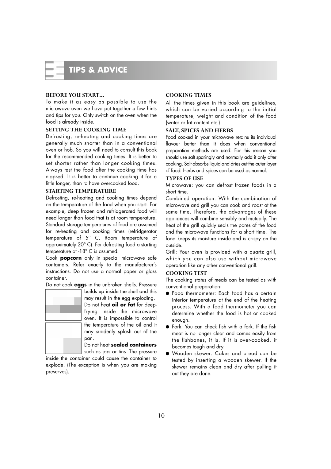 Zanussi ZM266STG manual Tips & Advice 