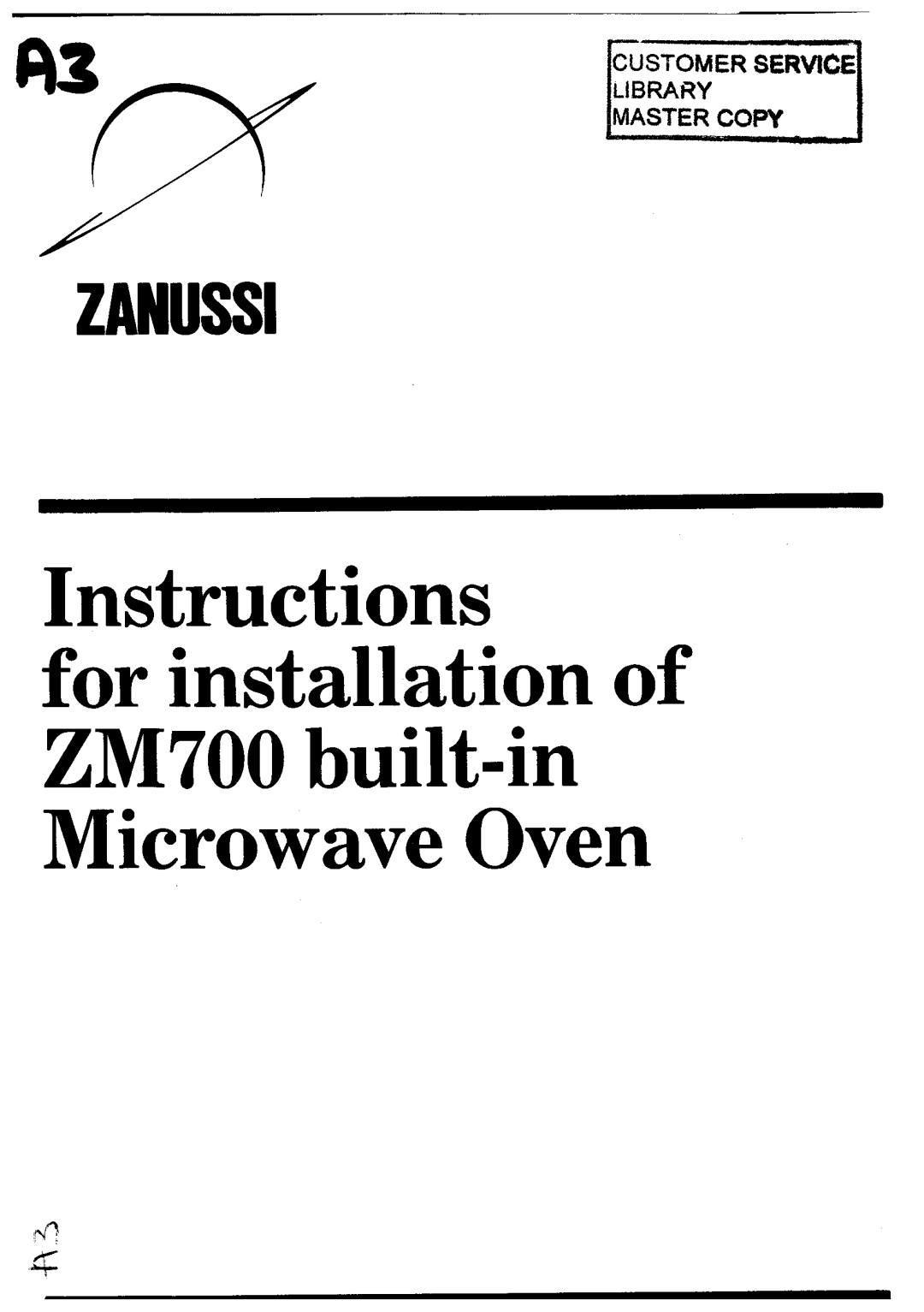 Zanussi ZM700 manual 