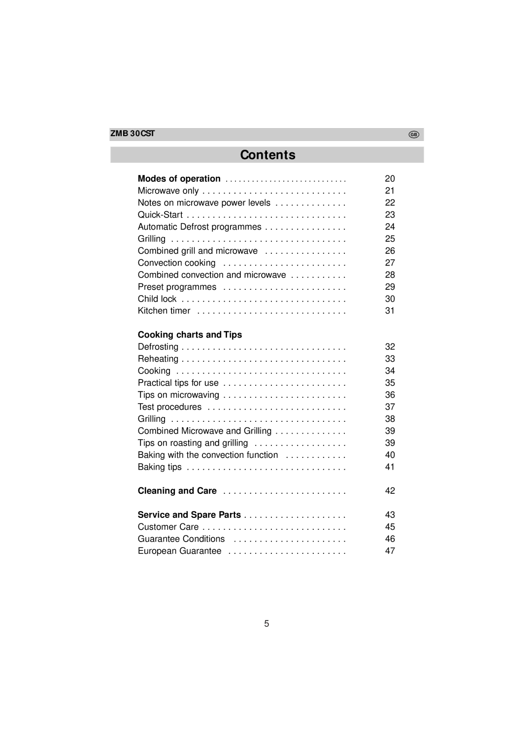 Zanussi ZMB 30 CST instruction manual Contents 