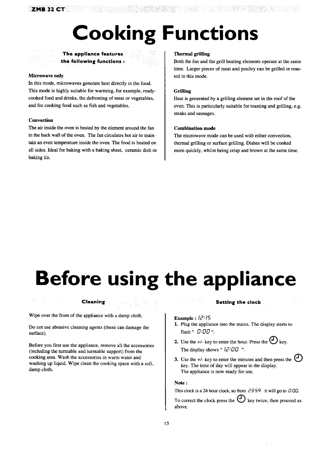 Zanussi ZMB 32 CT manual 