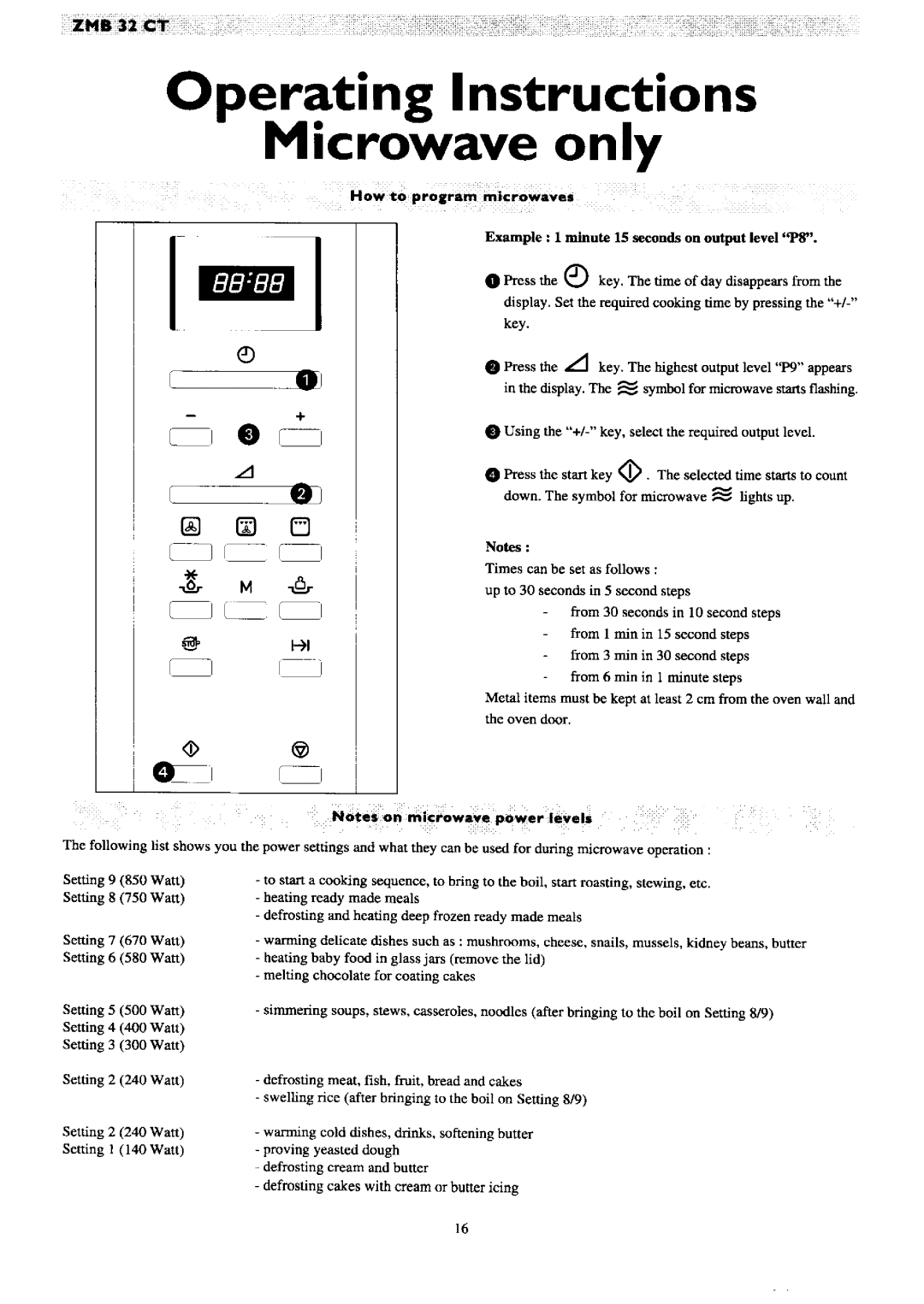 Zanussi ZMB 32 CT manual 