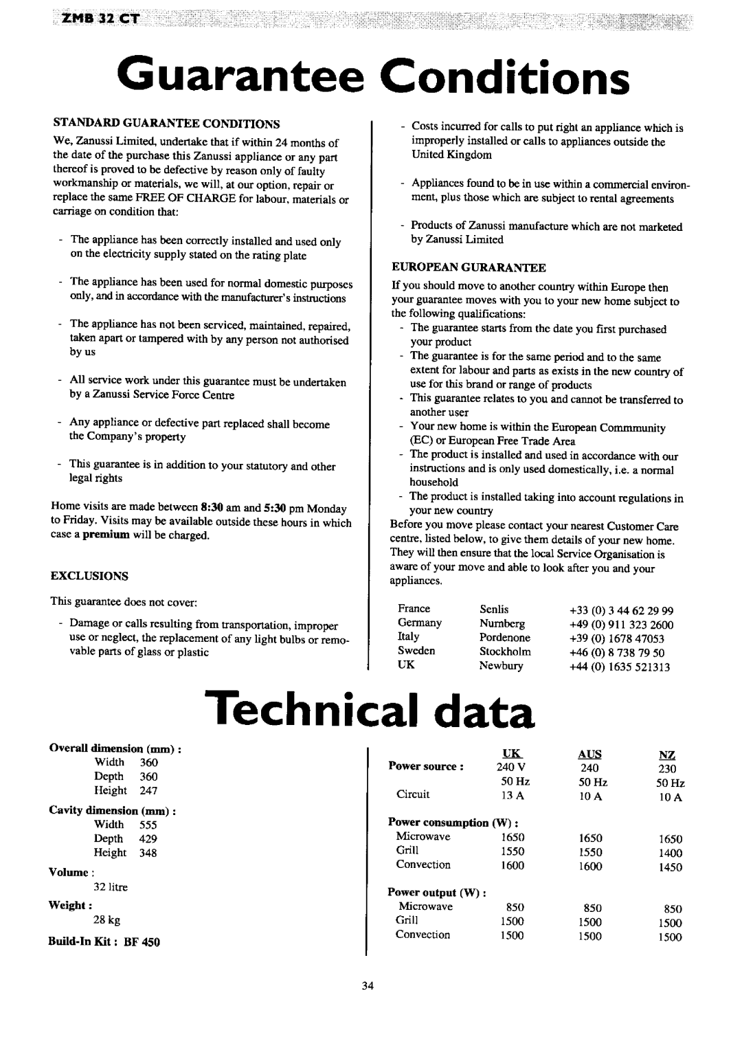 Zanussi ZMB 32 CT manual 