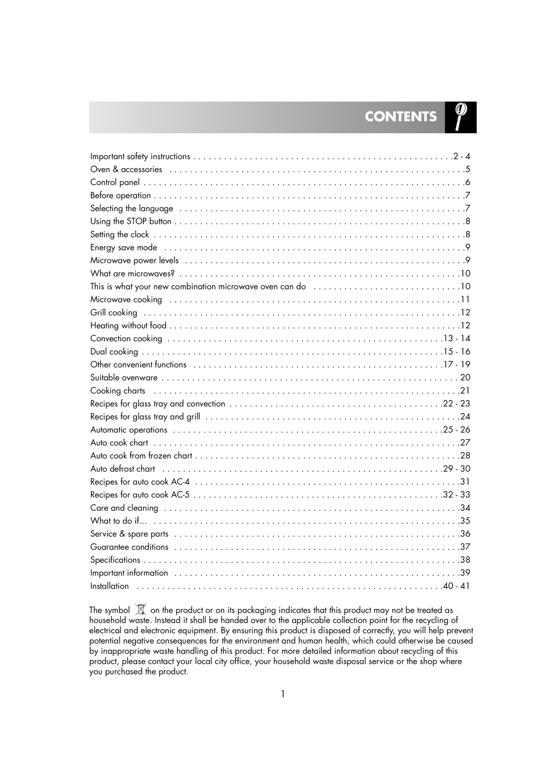 Zanussi ZMC40ST manual Contents 