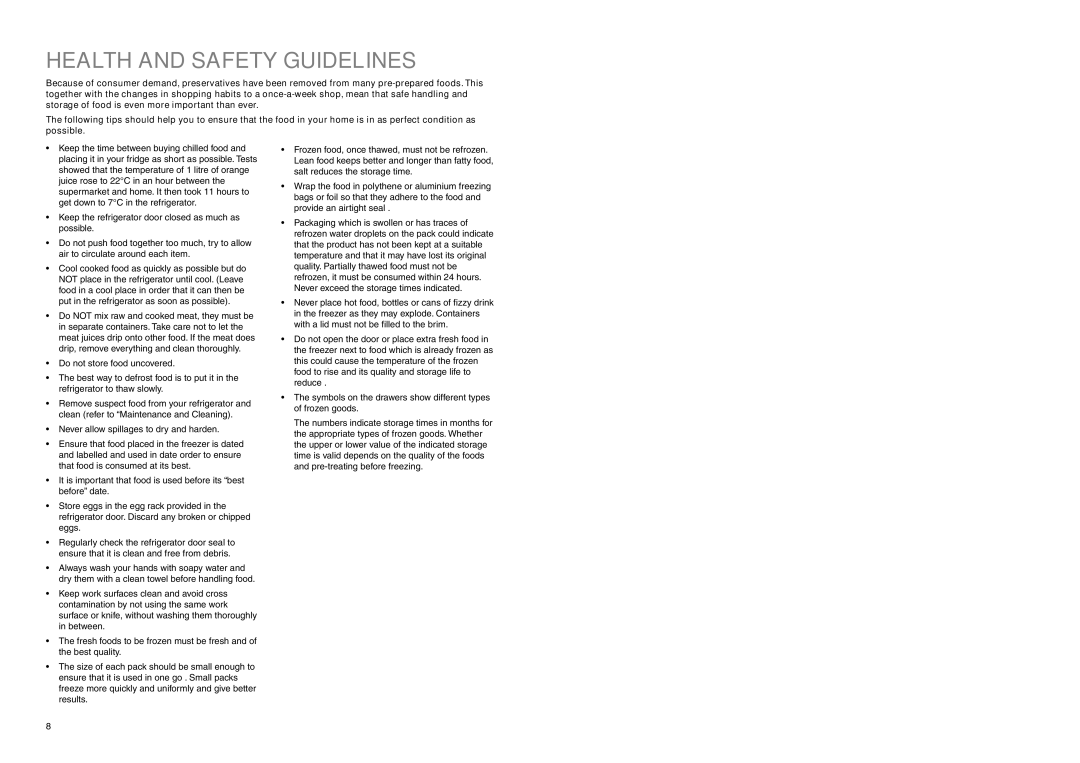 Zanussi ZNB 2660 manual Health and Safety Guidelines 