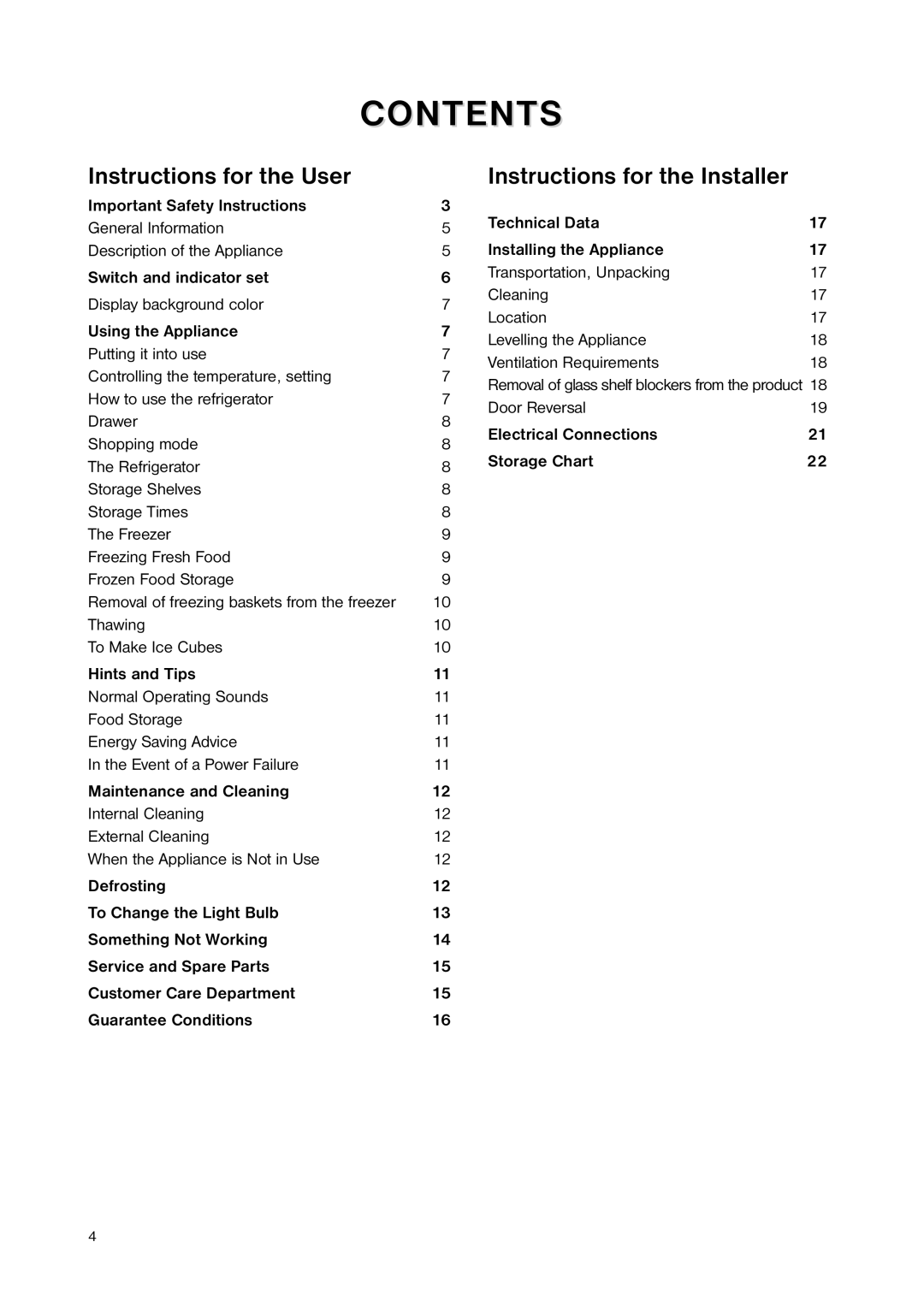 Zanussi ZNB 344 W, ZNB 344 S manual Contents 