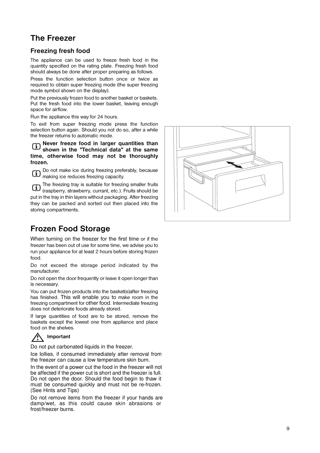 Zanussi ZNB 344 S, ZNB 344 W manual Freezer, Frozen Food Storage 