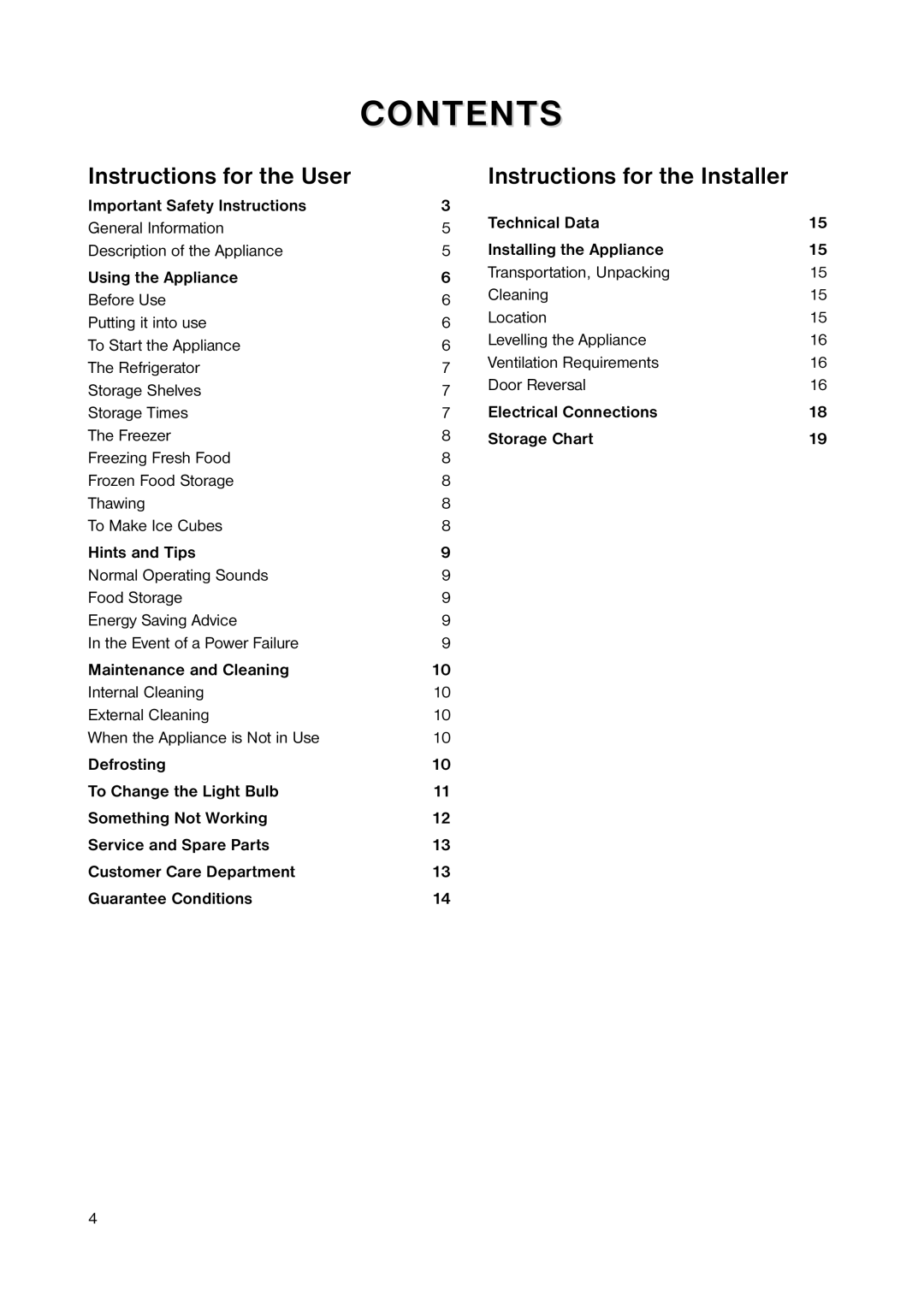 Zanussi ZNB 3440 manual Contents 