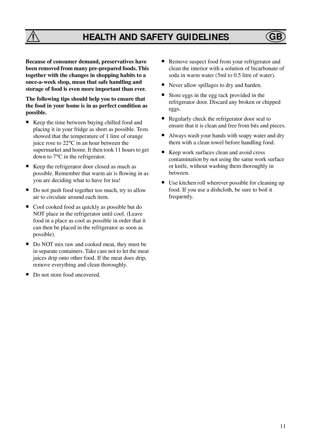 Zanussi ZO 25 S, ZO 25 N, ZO 25 Y manual Health and Safety Guidelines 