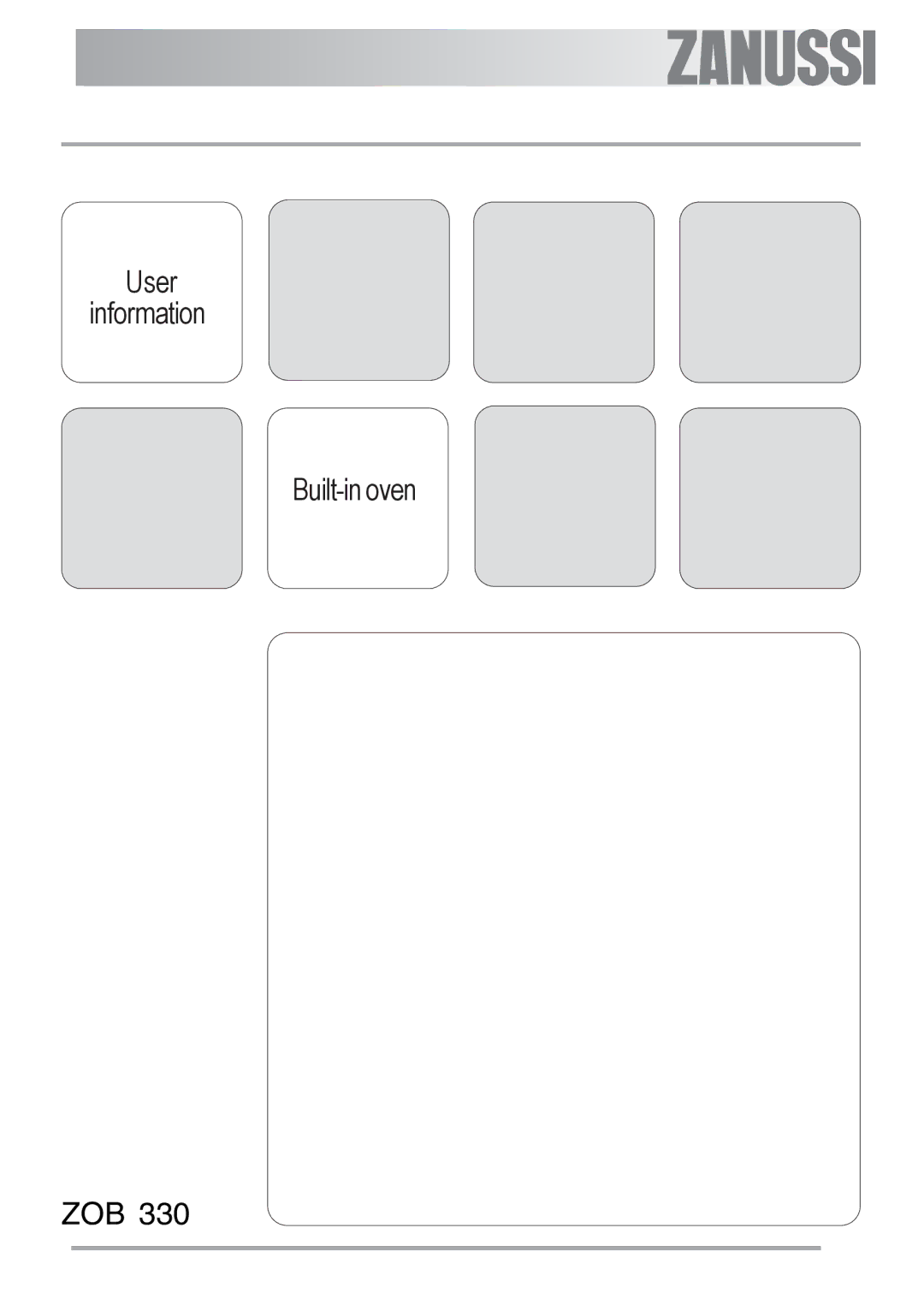 Zanussi ZOB 330 manual User information Built-in oven 