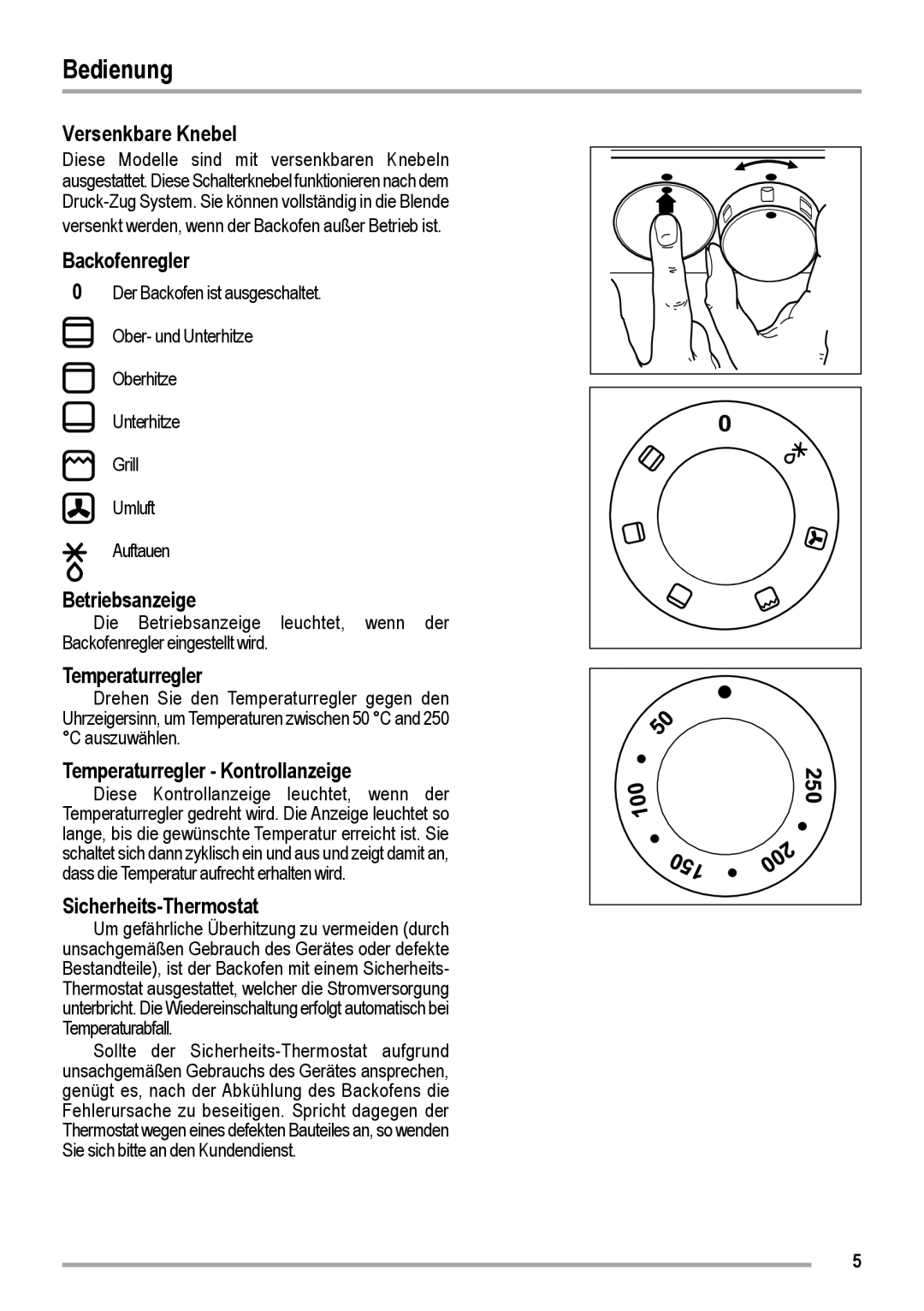 Zanussi ZOB 460 manual Bedienung 