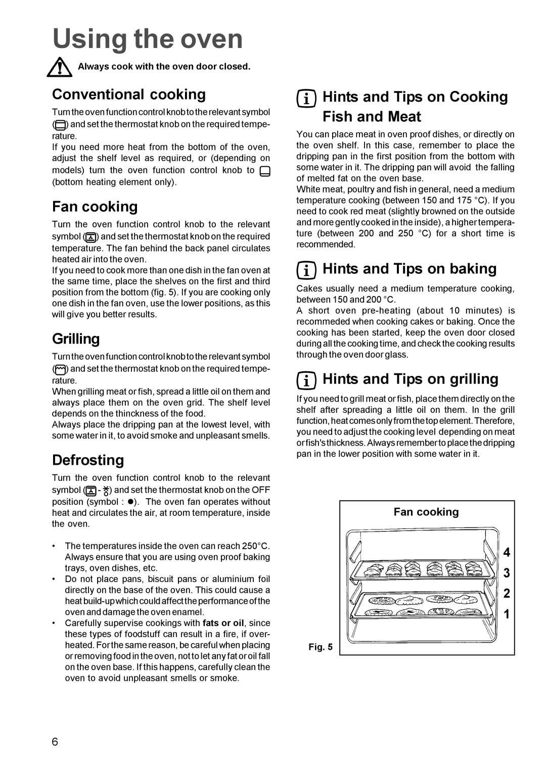 Zanussi ZOB 641, ZOB 652 manual Using the oven 