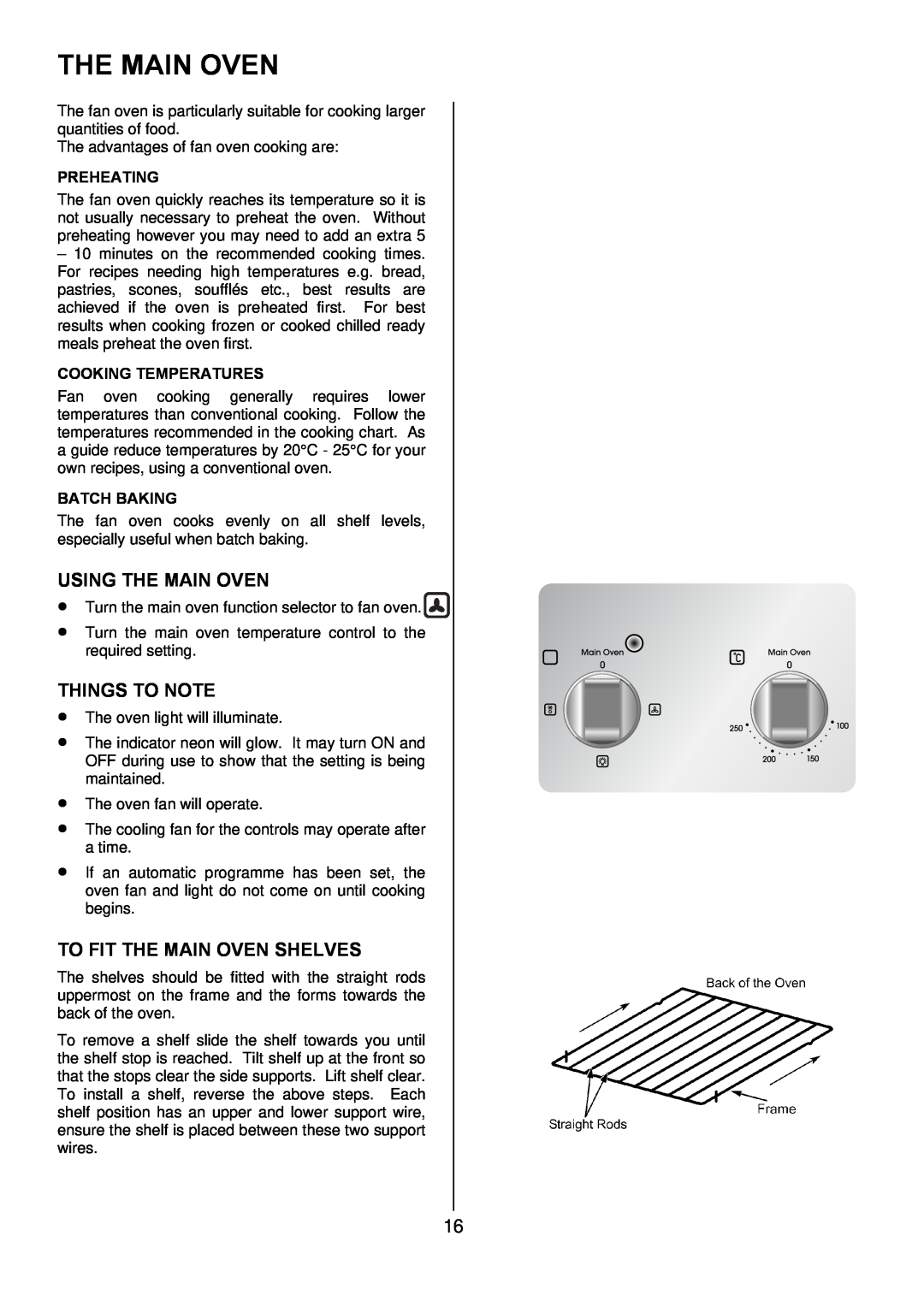 Zanussi ZOD 330 manual Using The Main Oven, To Fit The Main Oven Shelves, Things To Note 