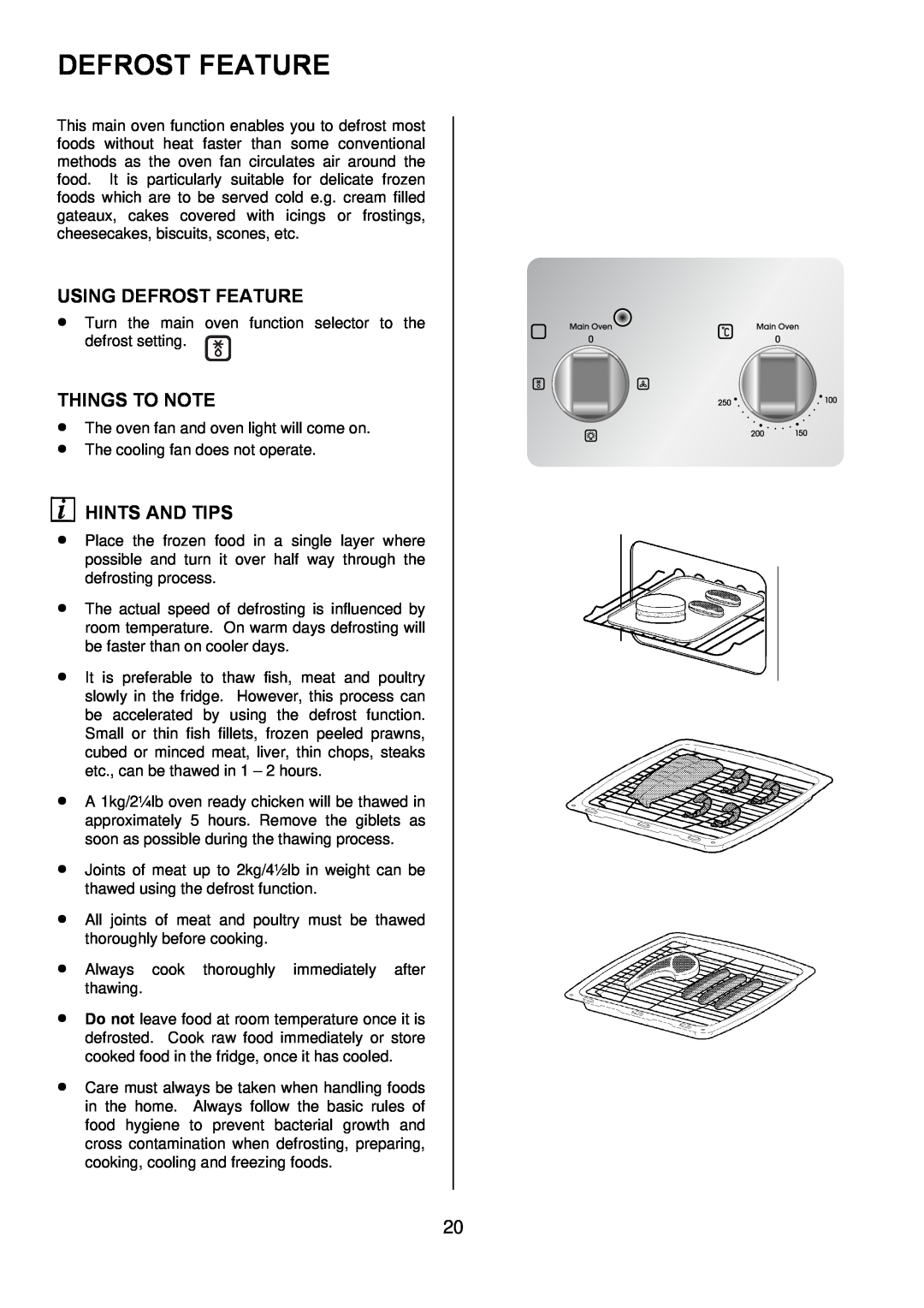 Zanussi ZOD 330 manual Using Defrost Feature, Things To Note, Hints And Tips 