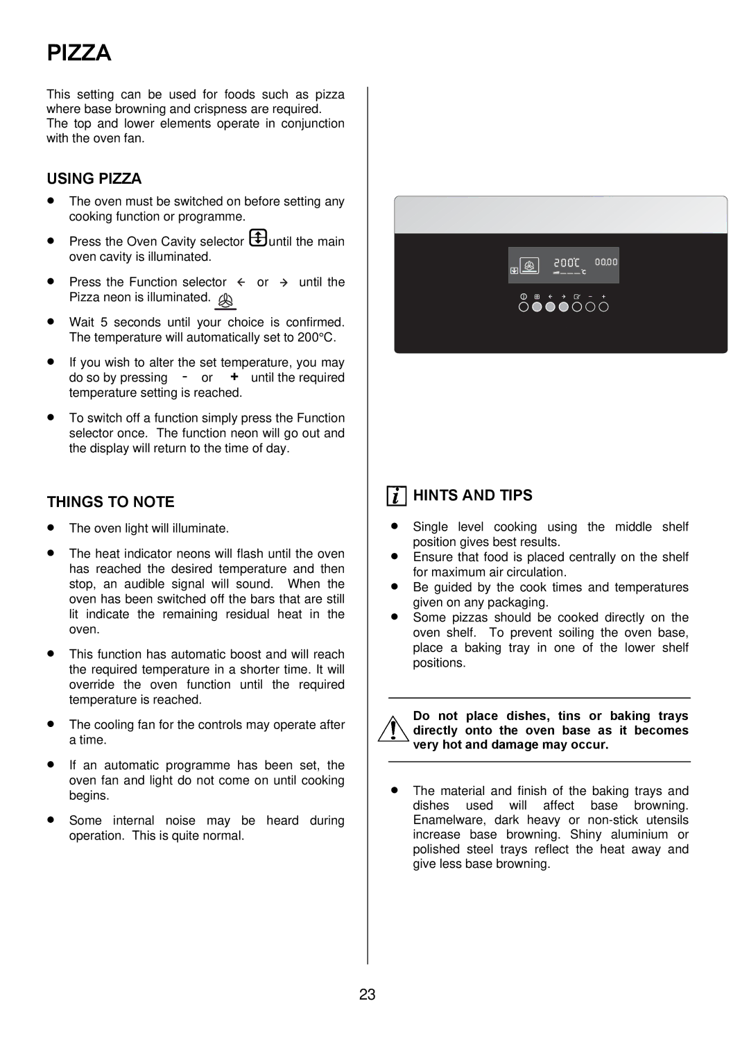 Zanussi ZOD 685 manual Using Pizza 