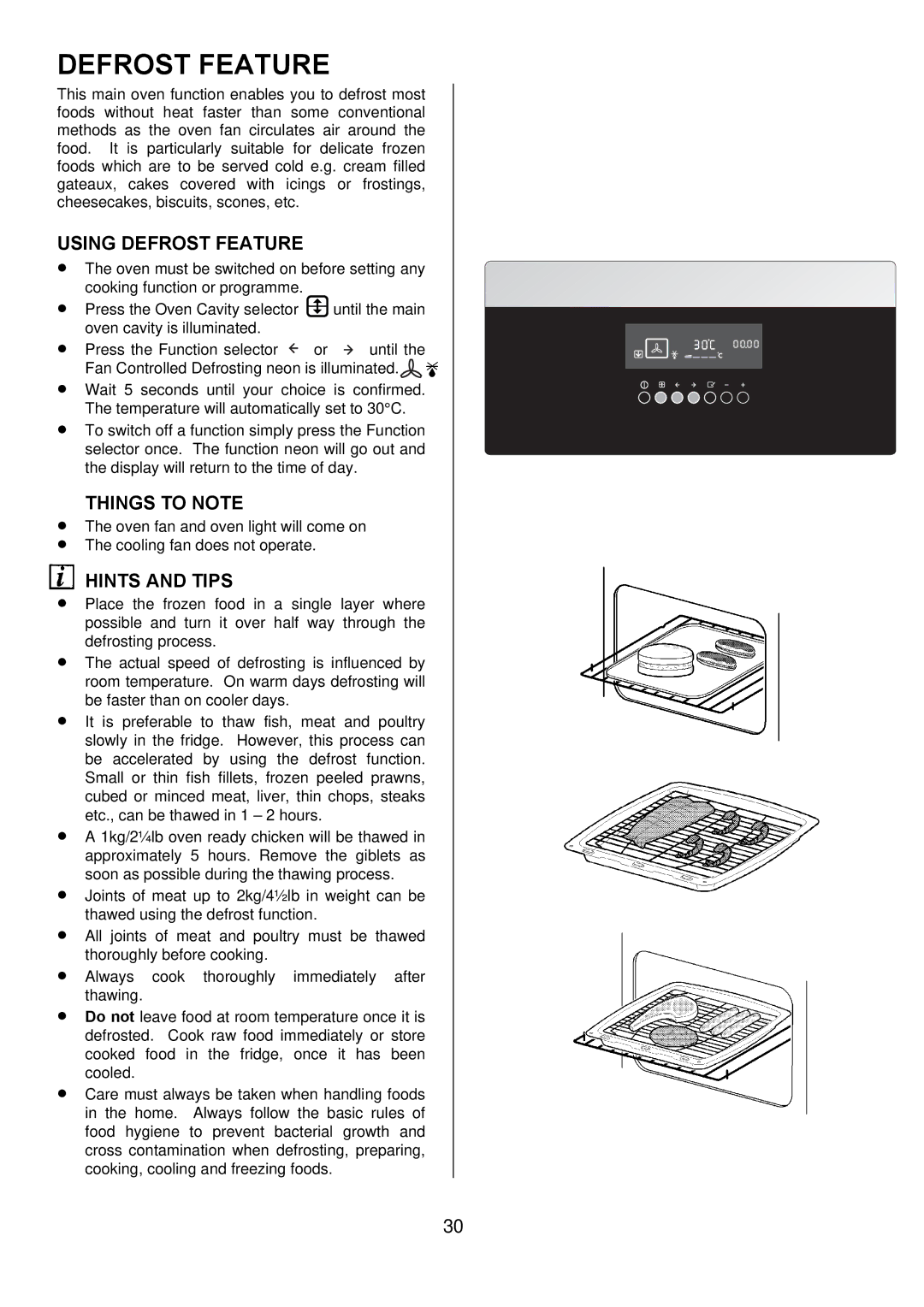 Zanussi ZOD 685 manual Using Defrost Feature 