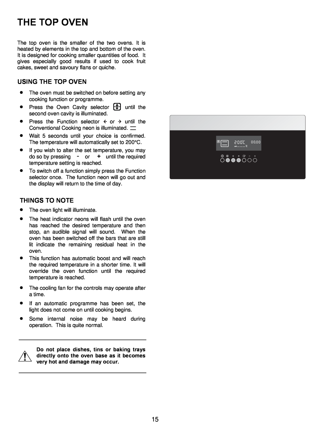 Zanussi ZOD 685 manual Using The Top Oven, Things To Note 